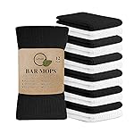 Softolle Bar Mop Towels, Pack of 12-16x19 Inches - 100% Cotton Super Absorbent Towels, Multi-Purpose for Home and Bar Cleaning (White-Black)
