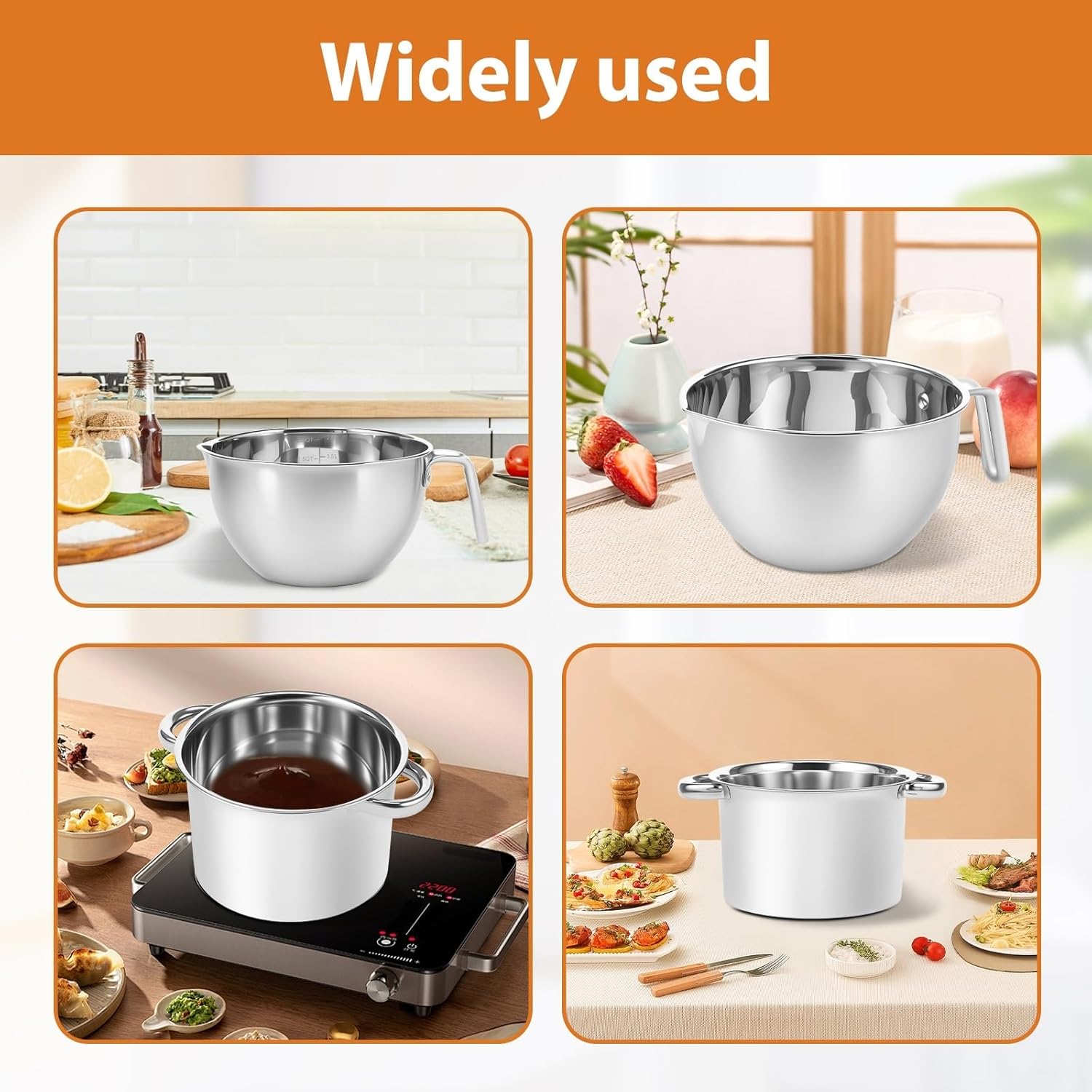 Stainless Steel Double Boiler Pot Melting Bowl Double Boiler Pot Set Stainless Steel Chocolate Melting Temperature Resistant for Candy