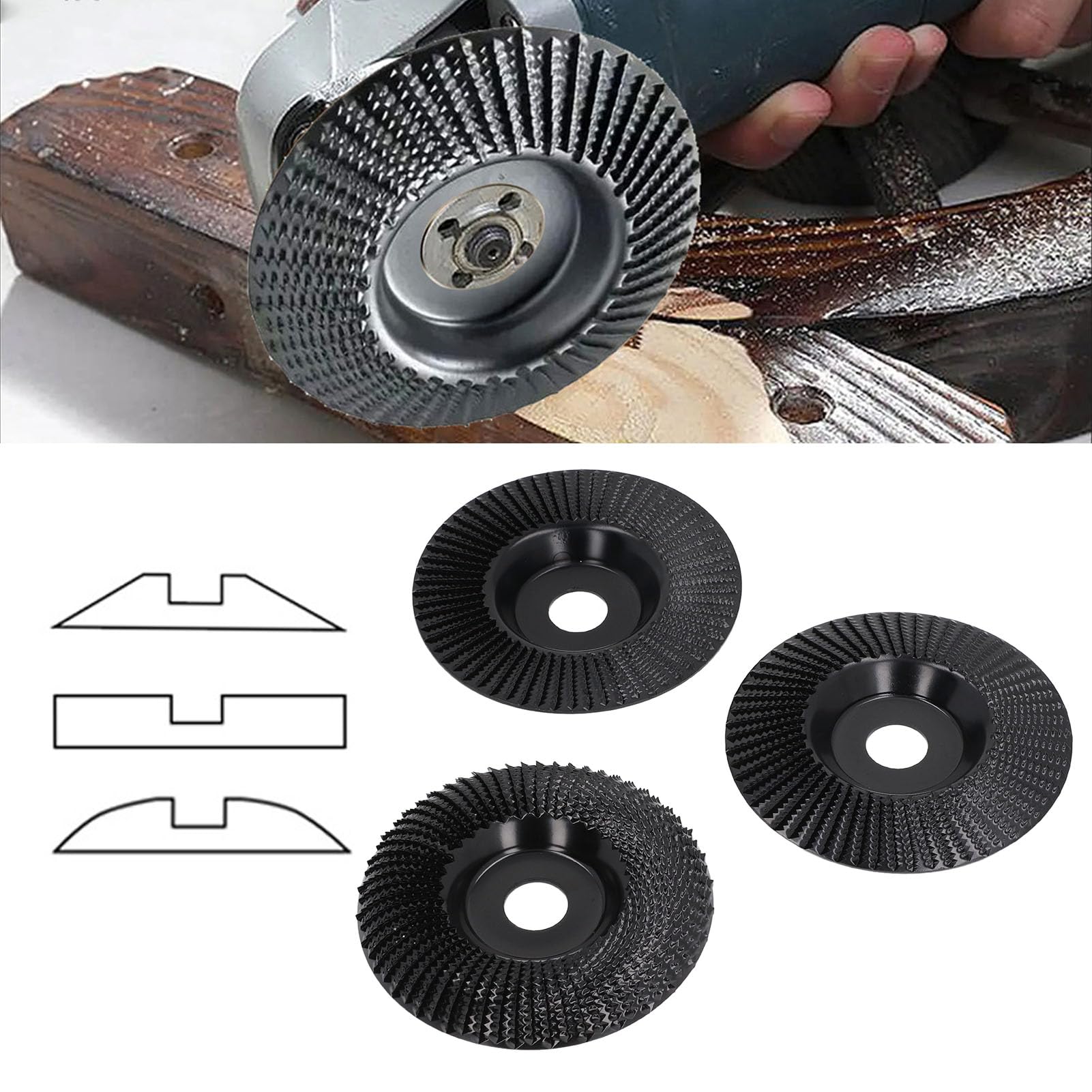 Gavigain 4 Inch Angle Grinder Wood Carving Disc Set, Premium Carbon Steel, Carbide Teeth for Shaping, Grinding, and Carving, Compatible with 4 and 4.5 Inch Grinders