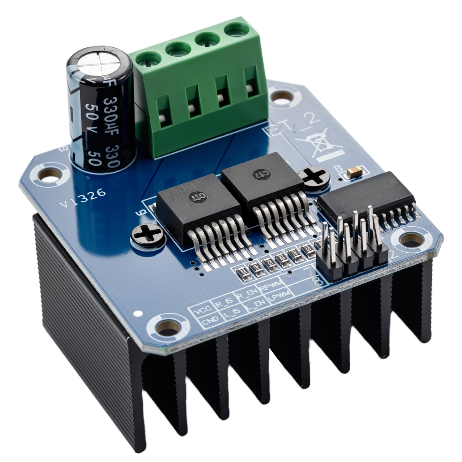 Set di 2 moduli driver motore ad alta potenza BTS7960 43A, ideali per Arduino con funzione di limitazione della corrente e adatti come moduli driver per auto intelligenti
