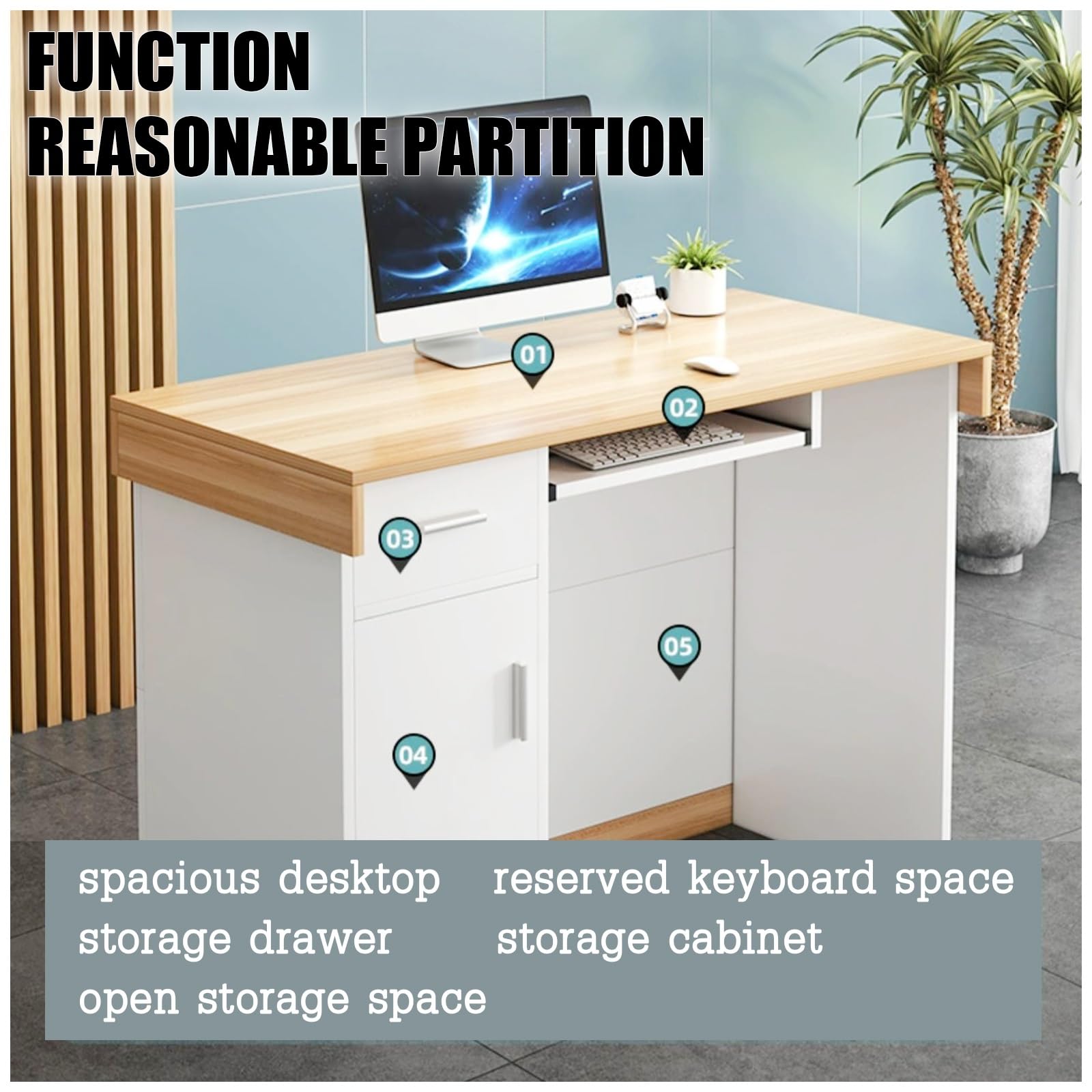Comptoir De Réception Moderne Blanc - Bureau Accueil Professionnel 60x38x92cm