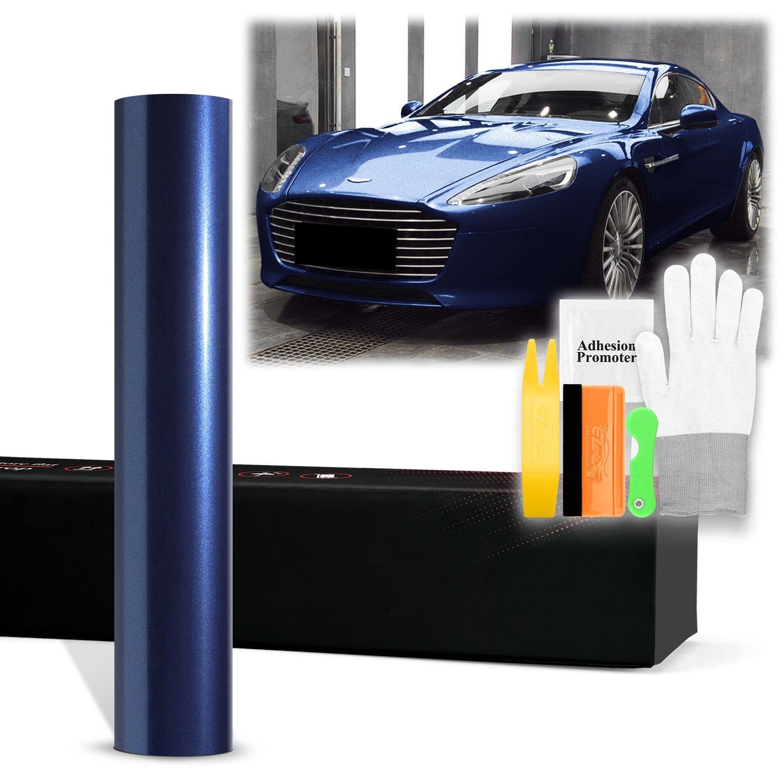 4x5FT Gloss Black Vinyl Wrap - Car Sticker Film With Bubble Free Technology & Tool Kit