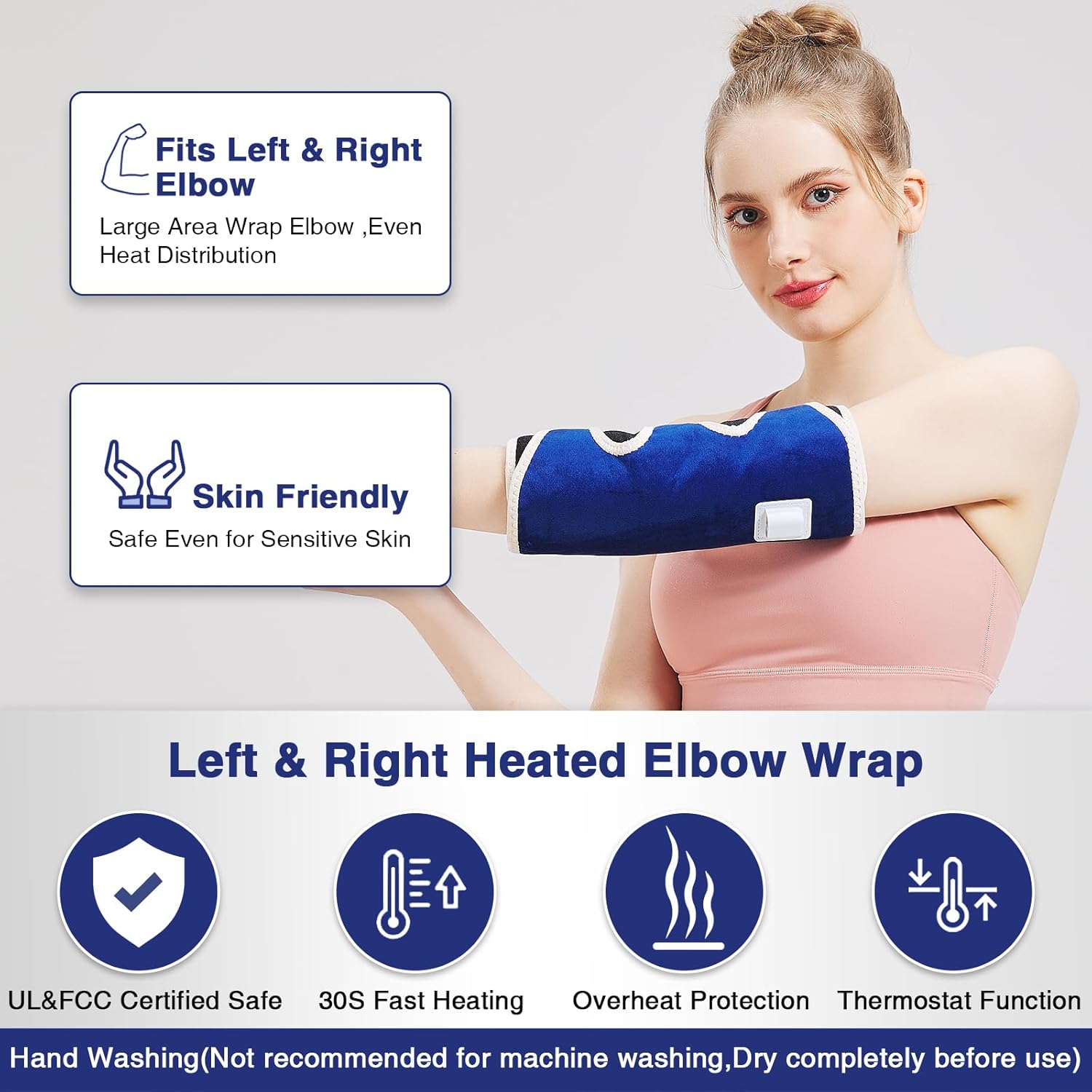 AOBOCO Elbow Heating Pad Wrap for Joint Pain Relief - Heated Elbow Brace for Tendinitis and Tennis Elbow - 30s Fast Heat Therapy Arm Elbow Sleeve Adjustable Temperature