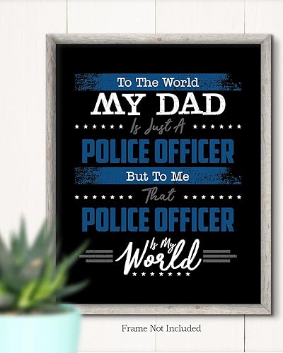 Miniatura 2 de To The World My Dad - Impresiones policiales - Regalos de oficial de policía de hijo o hija - Regalo de héroe de policía - Decoración de pared de