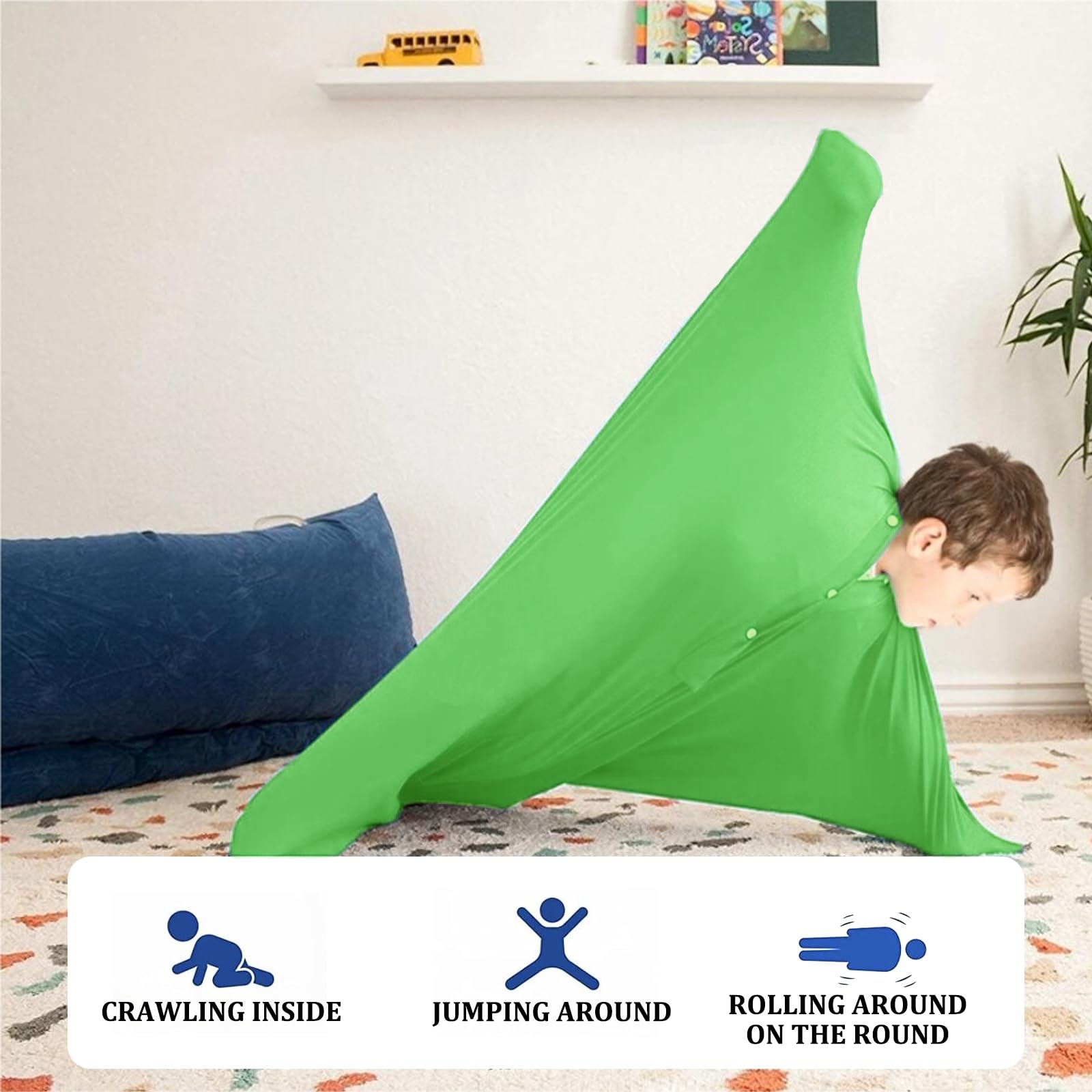 JiaYouLC Sensory Stretchy Body Sock Full-Body Wrap Body Sox to Relieve Stress for Children Aldult with Autism Anxiety (Green - Image 3