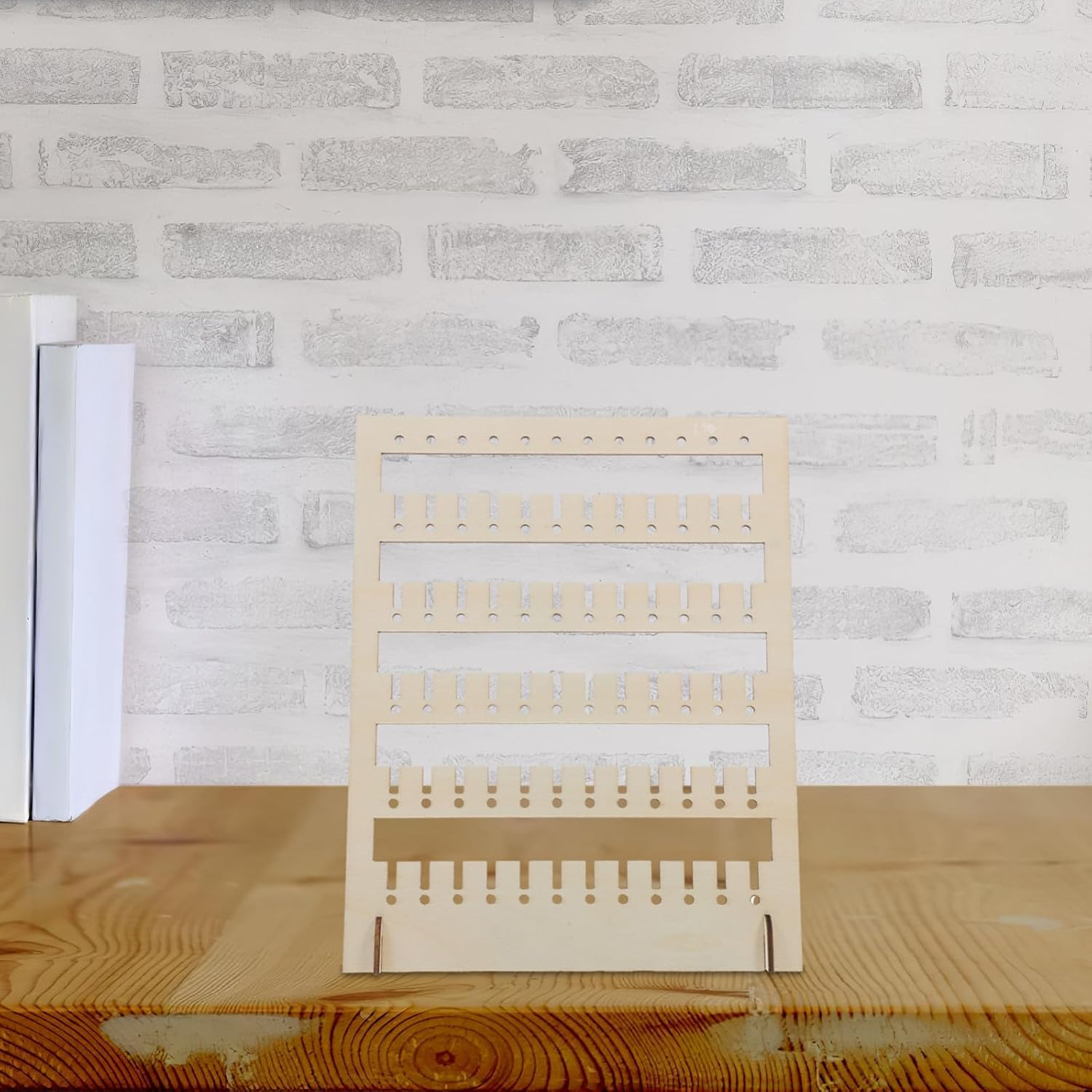 Wooden Pegboard Jewelry Organizer Stand Multifunctional Display Rack for Vendor Events and Craft Shows with Hooks for Necklaces Earrings Bracelets