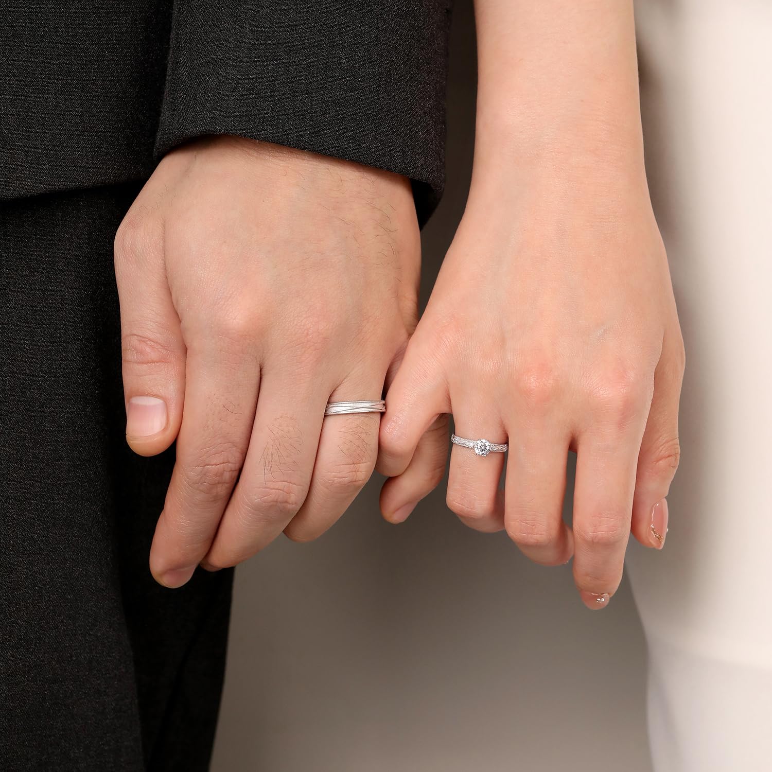 Meissa Anillos Promesa Alianzas de Plata Pareja Solitario Plata de ley 925 Mujer Ajustable Anillo de Compromiso Boda para Pareja Novios Regalo de San Valentín Aniversario (Juego de dos anillos)