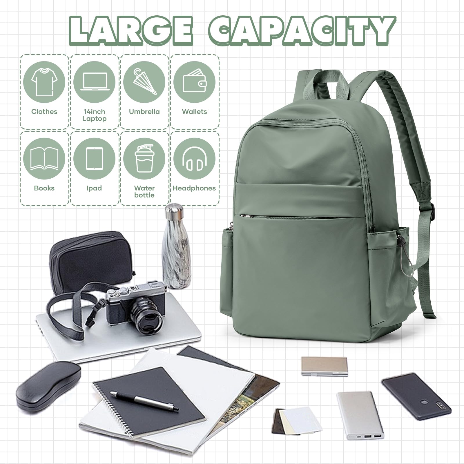 WEPLAN Zaini Scuola Superiore Ragazza Zaino Scuola Media Zaino Università Zainetto Cartella Casual Daypacks Borsa da Scuola Zaino Donna Scuola Viaggio Impermeabile Backpack Zaino porta PC 14 Pollici