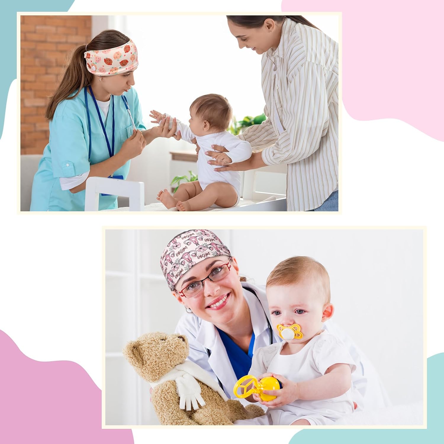 12 Pcs Labor and Delivery Nurse Headbands for Women Non Slip Nursing Headbands with Buttons for Mask Work Accessories Ear Protection Hair Bands Gift for Nicu Obstetrics Nurse Doctor - Image 5