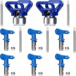 6 Stück Airless Düse mit Spitzendichtung Typ 211 315 417 515 517 523 | Reversible Sprühspitzen mit 1 Düse Sitz für Farbspritzgeräte für Airless Farbsprühsysteme Zuhause Gebäude Decks