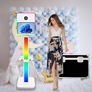 VANYA DSLR Photo Booth Machine,15.6 inch Touch Screen Mirror Photo Booth Instant Print DSLR Photobooth for Rental Business, Parties, Christmas, Wedding Events (White, Photo Booth)