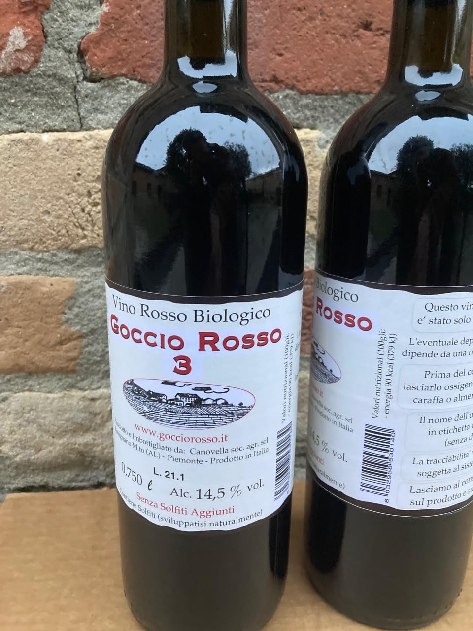 6 x 0,75 lt - Goccio Rosso 3 - Vino rosso bio senza solfiti aggiunti - vegano - non filtrato - dal produttore al consumatore