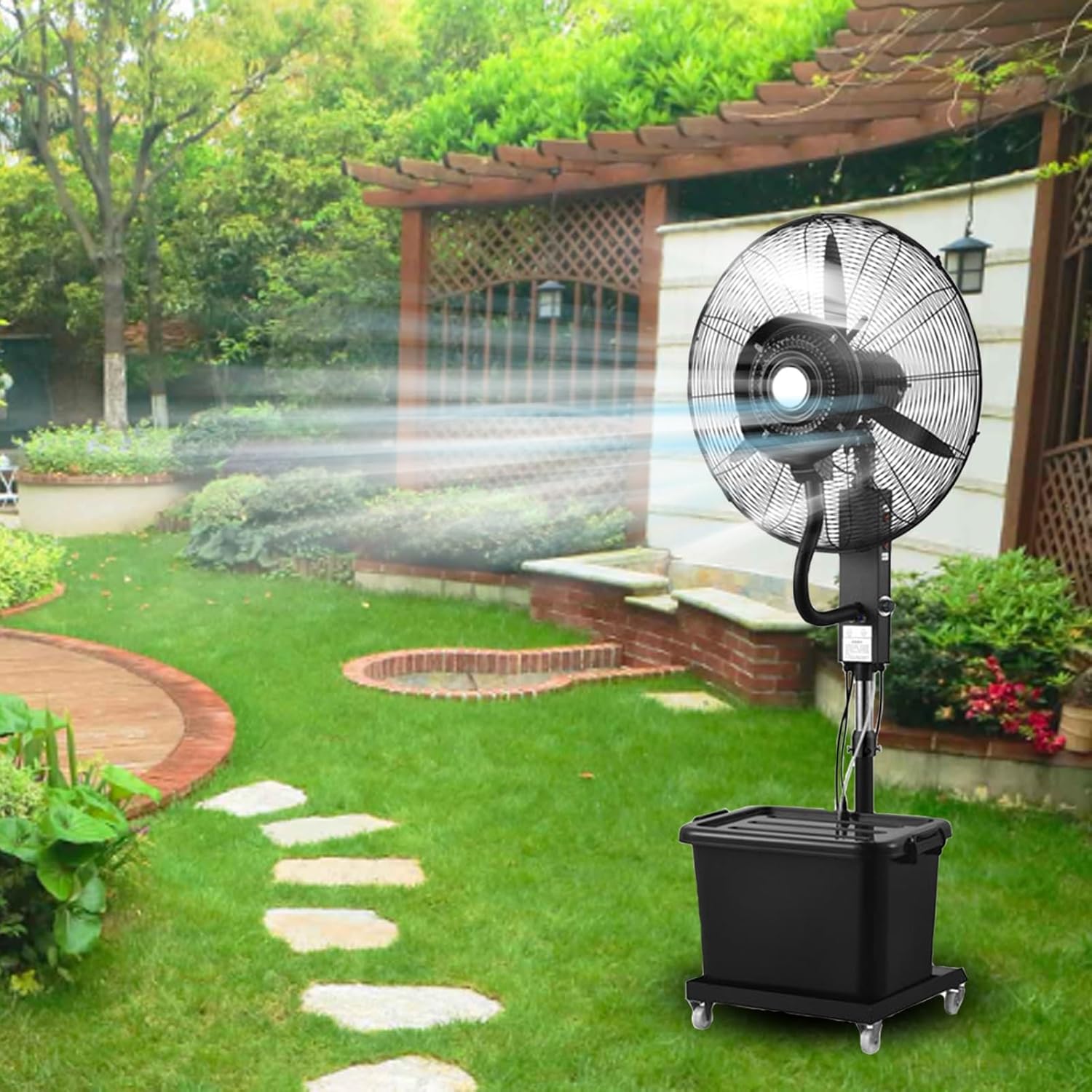 Height Adjustment Misting Fan 25.6in/30in Industrial Fan With 11 Gallon Tank Speed Adjustable For Warehouse, Workshops, Garage, Factory, And Basemen(30in)