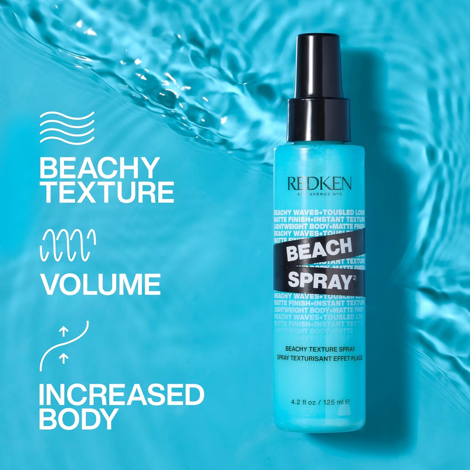 Redken Beach Spray Texturizing Hairspray - Sea-Salt-Free Spray, Adds Instant Texture and Volume, For Beachy Waves and Curls - Image 2
