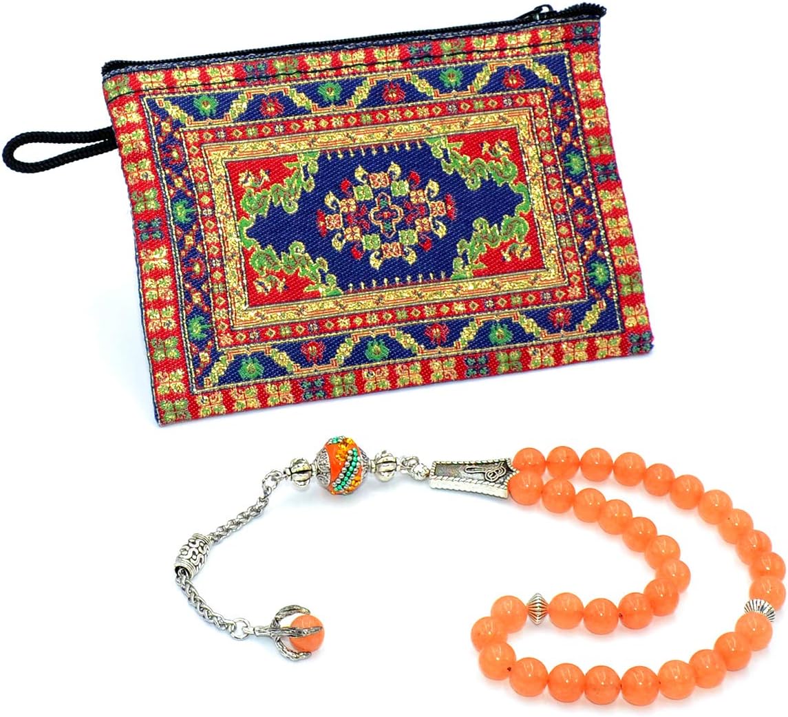 Fantastic Eagle Claw Series Worry Beads (8mm -33 Beads) - Prayer Beads Tesbih-Tasbih-Tasbeeh-Misbaha-Subha-Sebha-Sibha-Rosary (Orange Aventurine Stone)