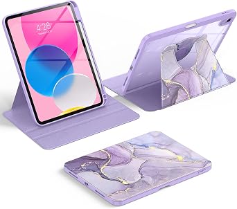 Soke 360 Rotating Case for iPad A16/ 10th Generation, Lilac Marble