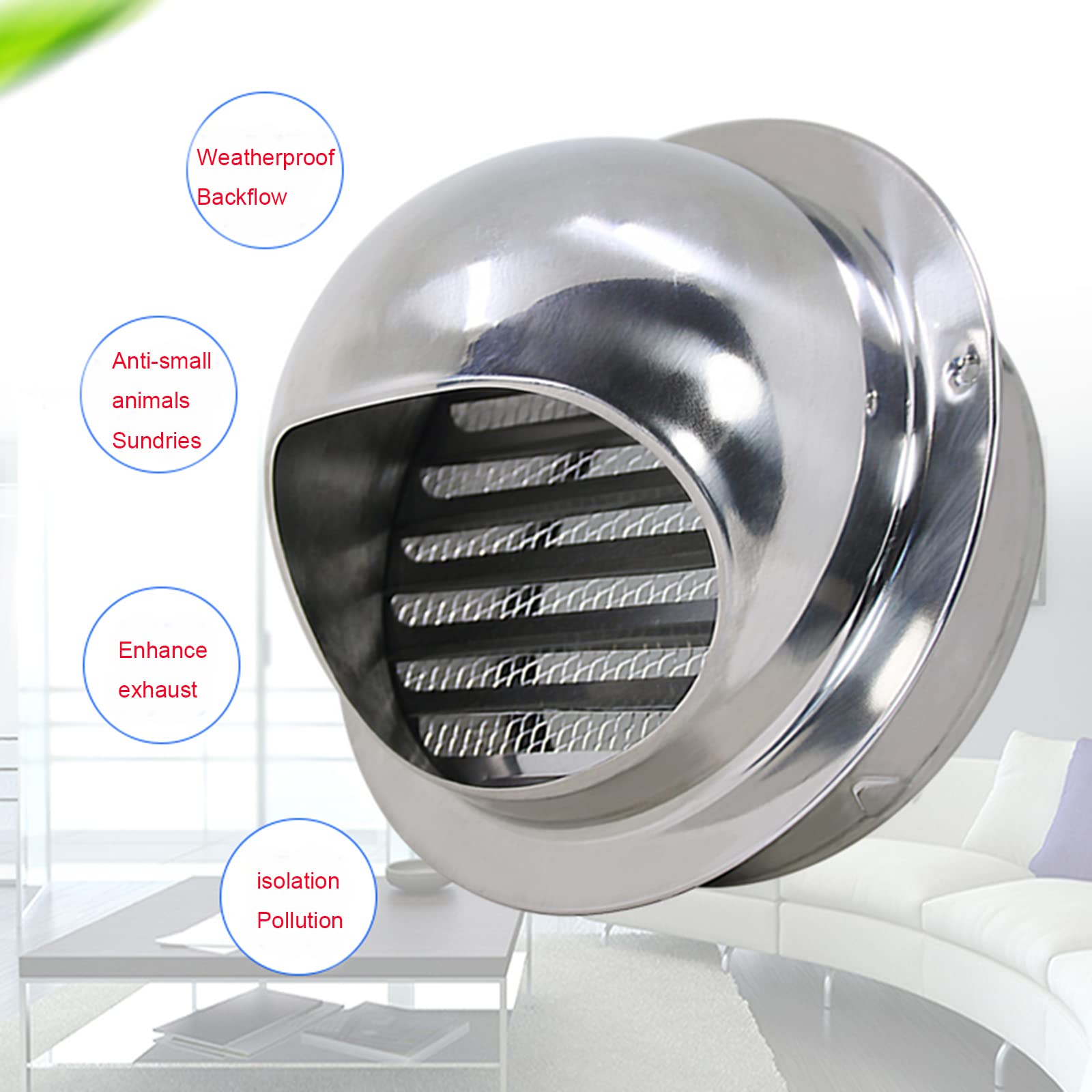 Griglia Ventilazione Rotonda,Condotto di Ventilazione a Parete Rotonda,Toro Tondo Esterno Acciaio Inox,Adatto per Tubi di Scarico dell'essiccatore,Tubi Flessibili,300mm/11.81in