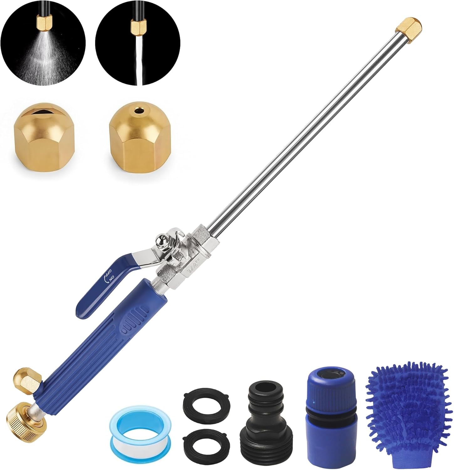 Jet Nozzle High Pressure Hose Nozzle for Garden Hose，Hydro Jet Nozzle Power Washer Wand for Garden Hose with 2 Different Nozzles and Quick Connectors for Car, Patio, Window Washing, Black