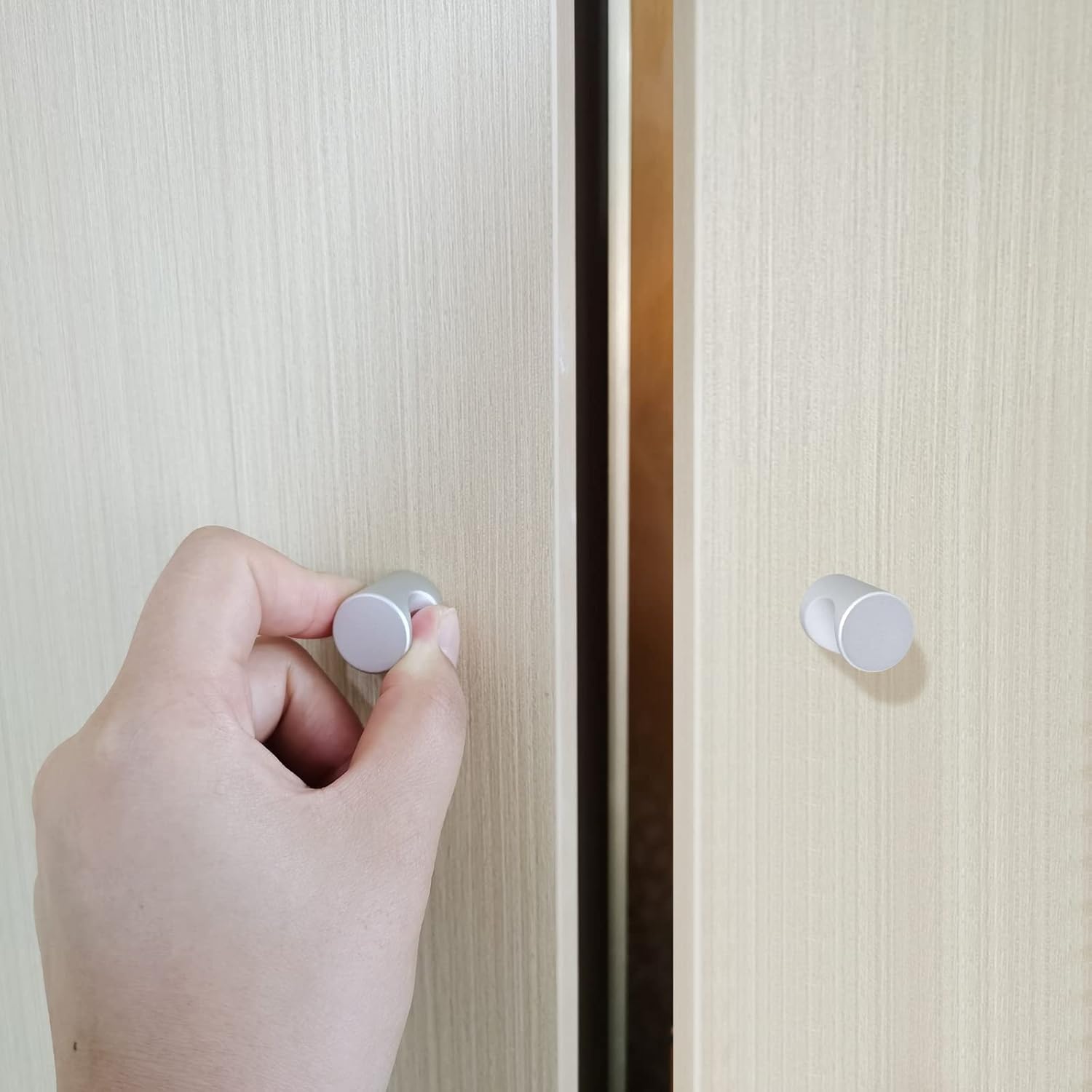 12 Pcs Aluminum Cylinder Drawer Pulls Wardrobe Knobs Modern Cylindrical Handle Minimalist Cabinet Handle Used for Cabinet Dresser (Silver)