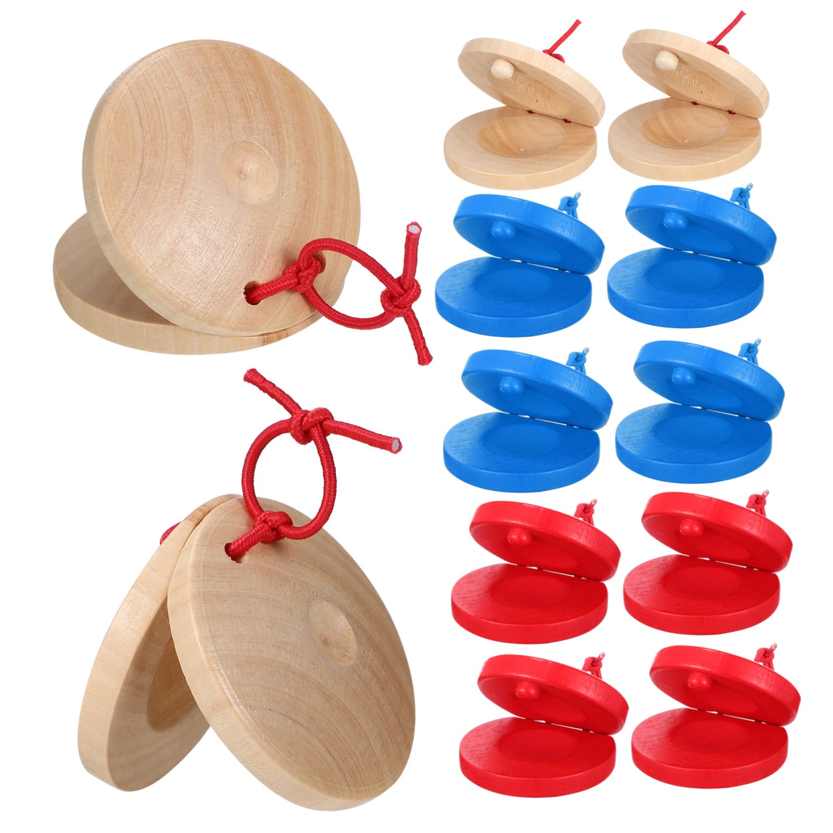 BESPORTBLE 12Pcs Wooden Castanets for Rhythm Music Educational Percussion Instruments for Brightly Designed Musical Castanet for Early Learning and Fun