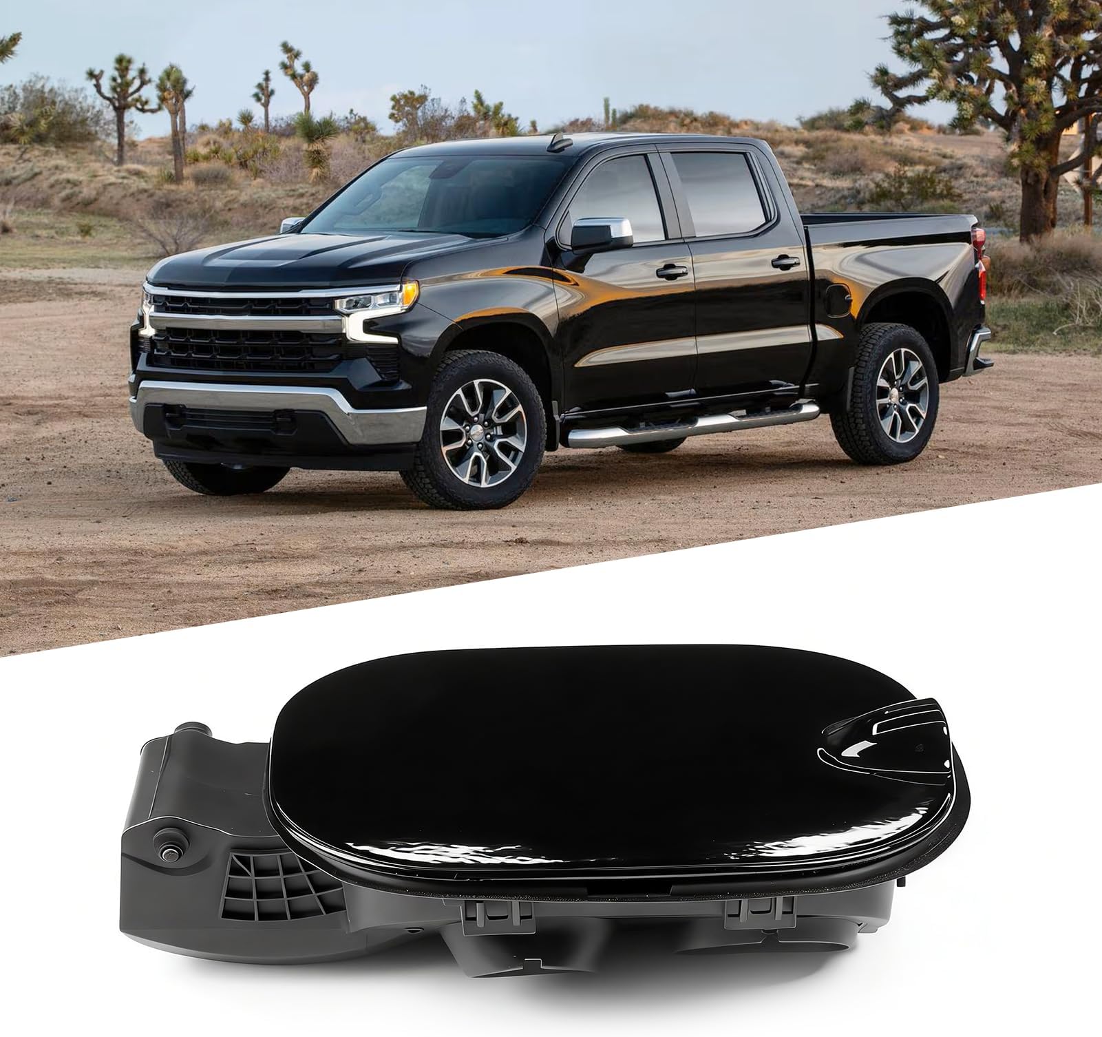 Moonlinks Compatible with 2019-2025 Chevy Silverado 1500 6.6FT Bed Gas Tank Door Housing with Black Cover,Fuel Tank Filler Pipe Housing Replacement w/Gas Cap Fuel Door replaces for 84745944,84745974