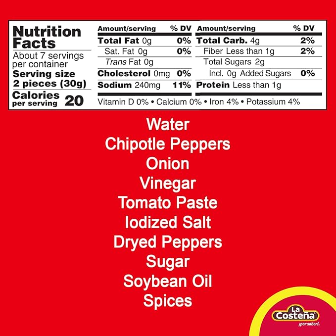 Chiles Chipotle La Costeña en Salsa Adobo 198g Pack 12 miniatura 2