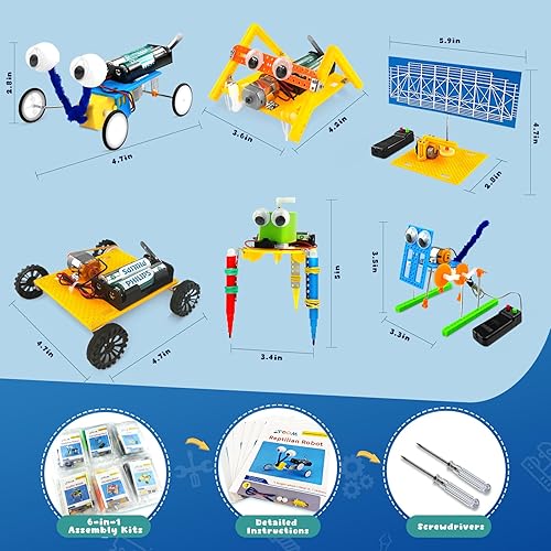 Miniatura 5 de Juego de 6 proyectos STEM para niños de 6 a 8 años, kits de ciencia electrónica para niños de 8 a 12 años, kits de construcción de circuitos de