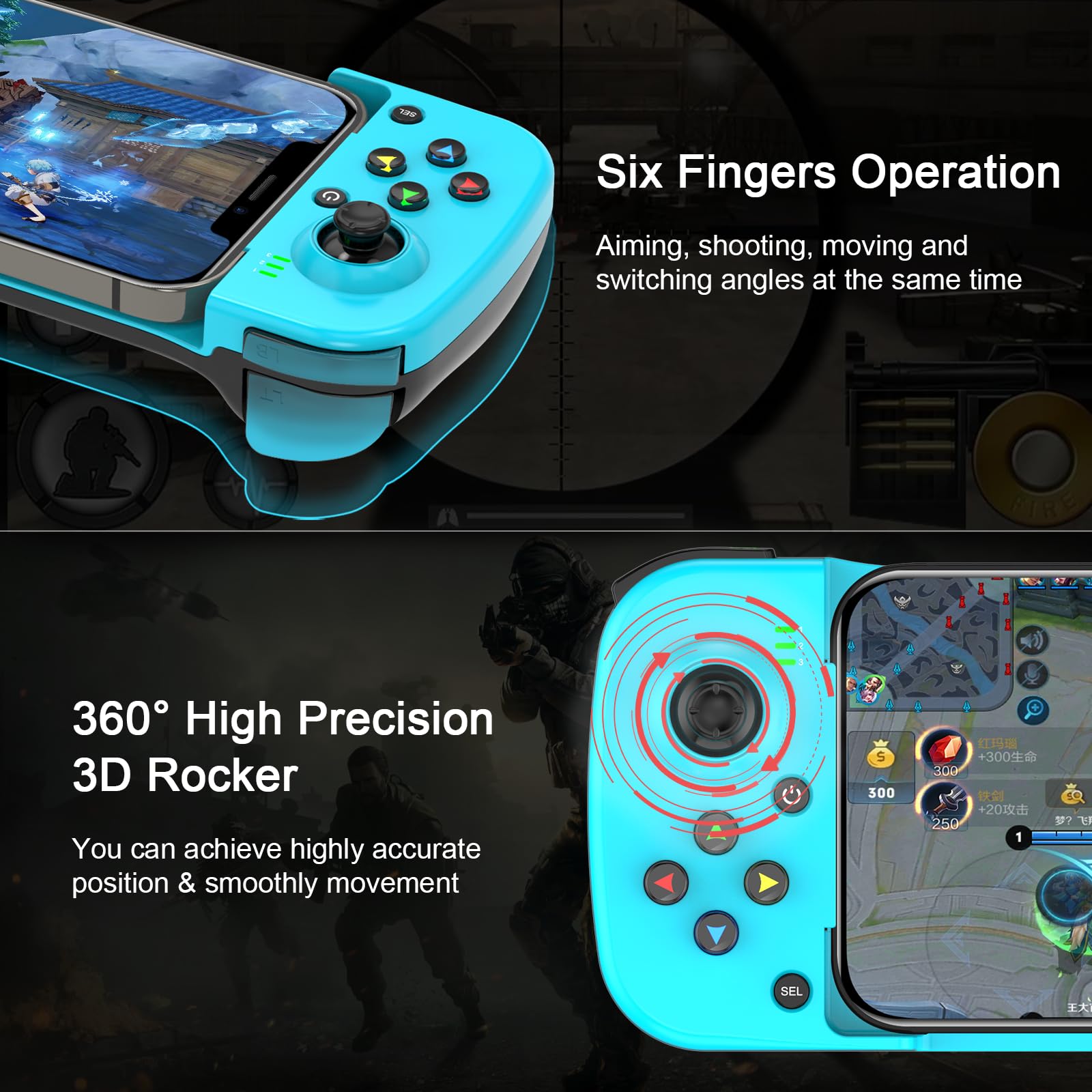 arVin Manette de jeu sans fil pour iPhone/Android/PC, Bluetooth Mobile Gamepad Joystick pour iPhone 14/13/12/11, Samsung
