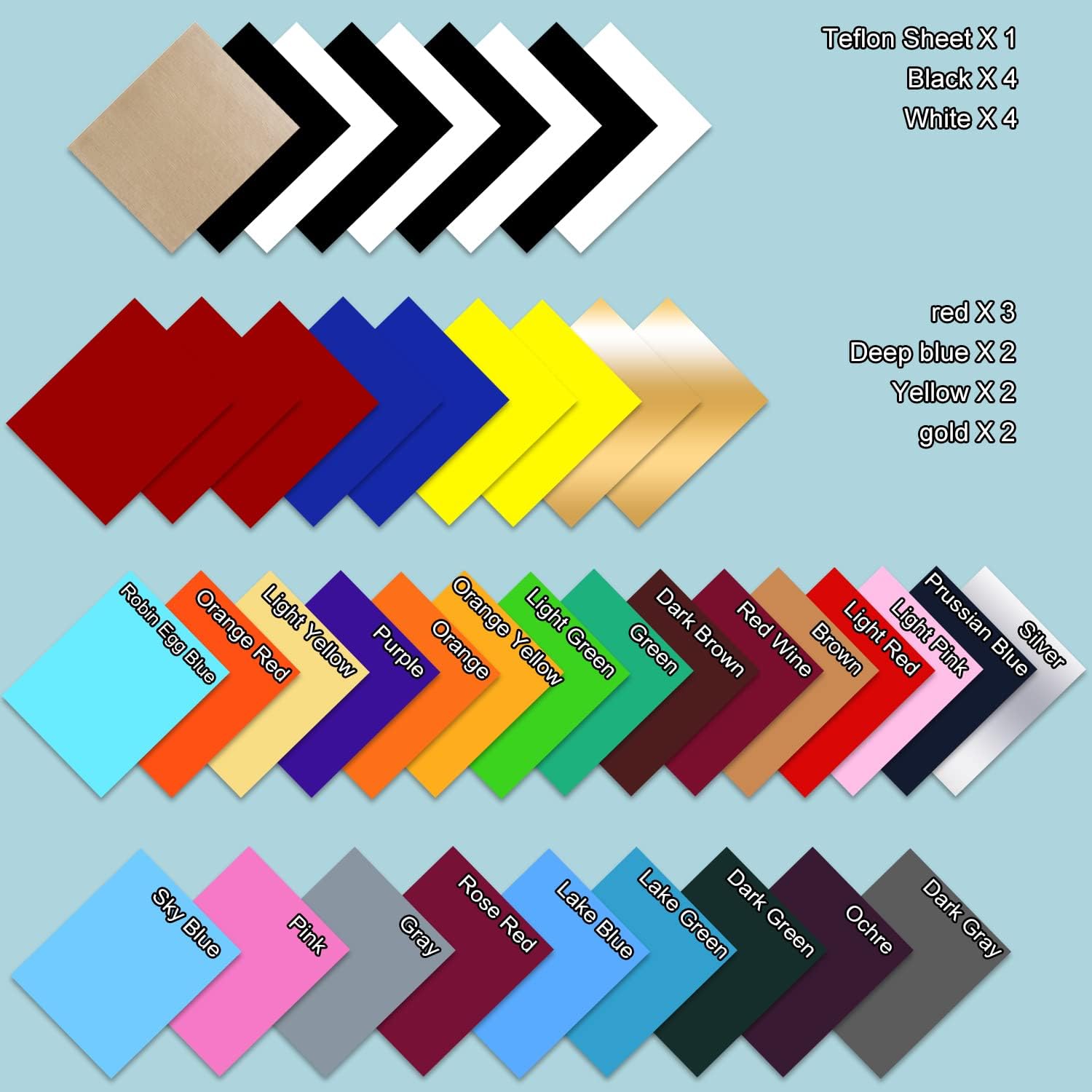 ARHIKY HTV Heat Transfer Vinyl Bundle : 42 Pack 12" x 10" Sheets Iron on Vinyl,30 Assorted Colors Heat Transfer Vinyl for DIY Iron on Fabrics T-Shirts