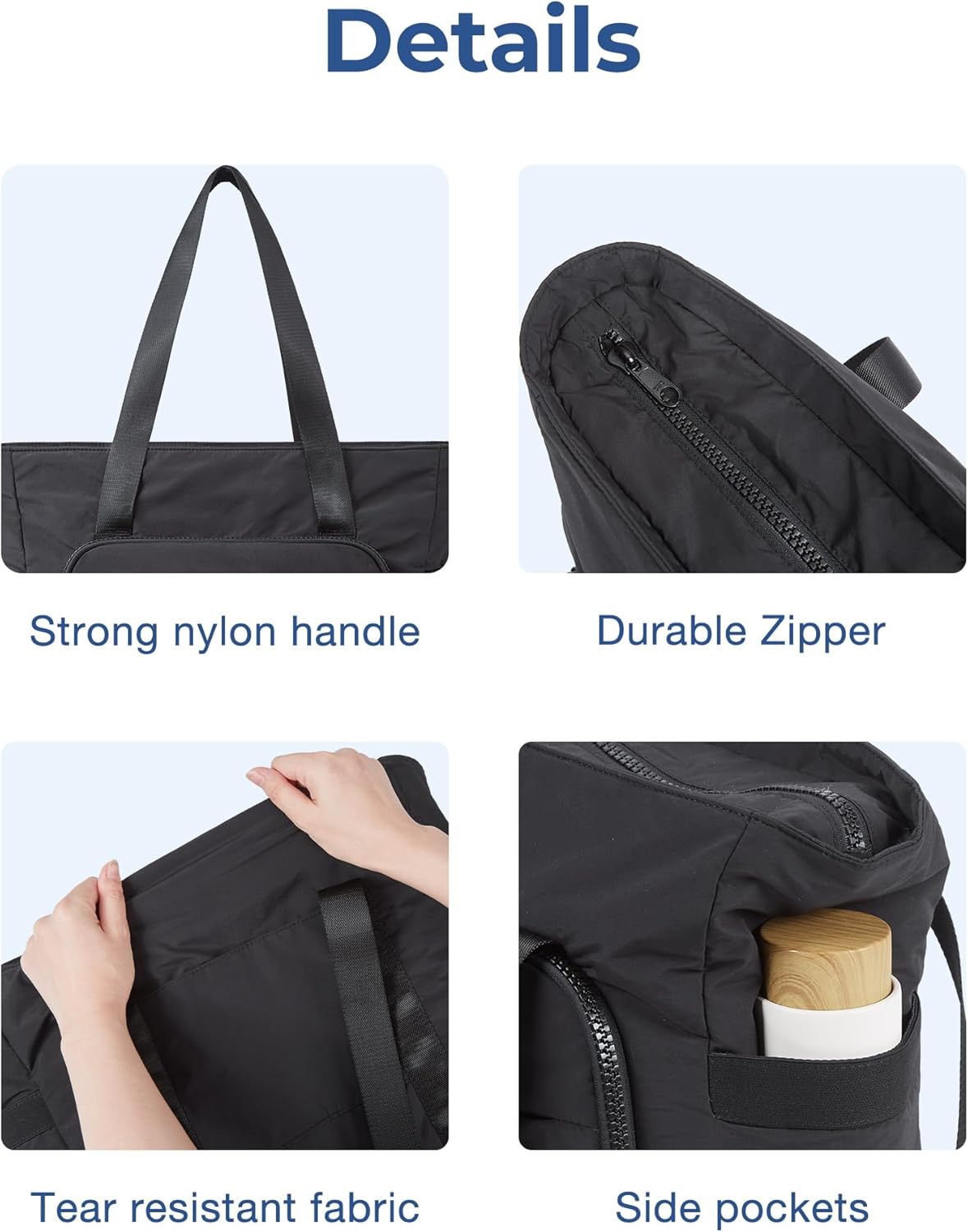 BAGSMART Tote Bag for Women, Tote Bag with Zipper Work Tote with Compartments Nurse Shoulder Hanbag for Travel, Gym - Image 6