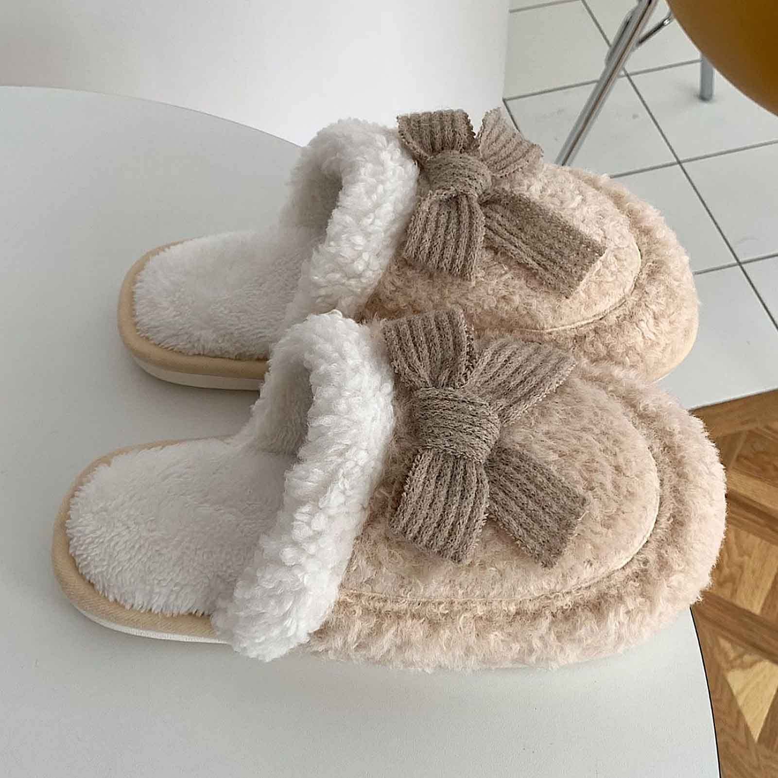 Chaussons fourrés femme hiver confortables avec semelle épaisse