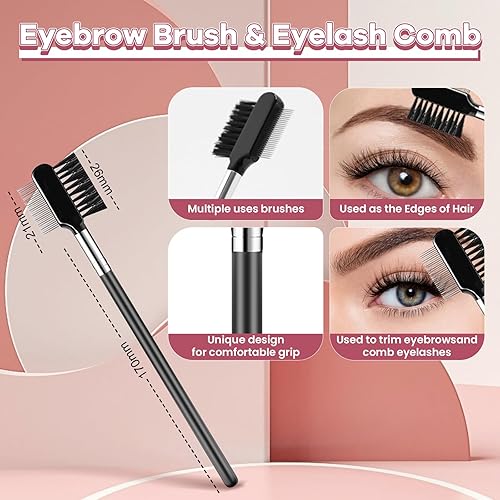Miniatura 3 de START MAKERS - Cepillo para cejas, peine de pestañas plegable, 6 piezas, separador de pestañas, cepillo de rímel, rizador de pestañas, brochas de
