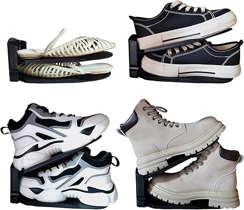 Vista 3 de Organizador de ranuras para zapatos, apiladores de zapatos ahorradores de espacio, zapatos ajustables de doble capa, ocupa menos espacio y organiza