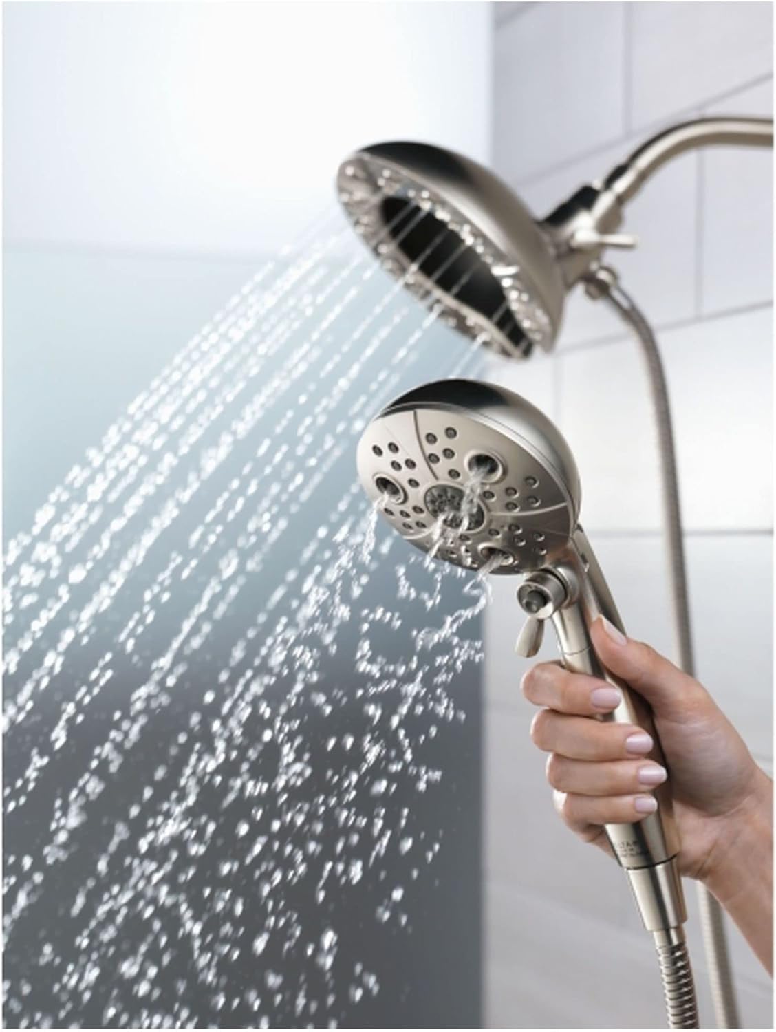 Delta 58480-PK 1.75 GPM In2ition 2-in-1 Multi Function Shower Head and Handshower with H2Okinetic Technology and Touch-Clean Technologies - Limited