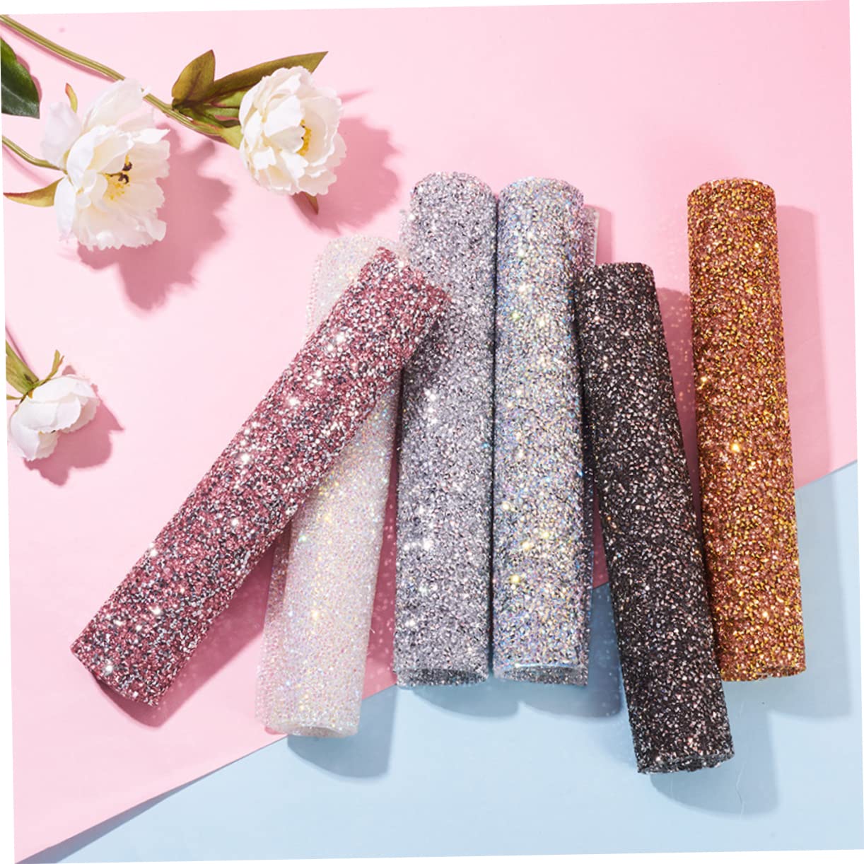 2pcs Nail Art Rhinestone Table Mat Diamond Manicure Table Mat with Red Rhinestones for Nail Salons Manicure and Schools and Creative