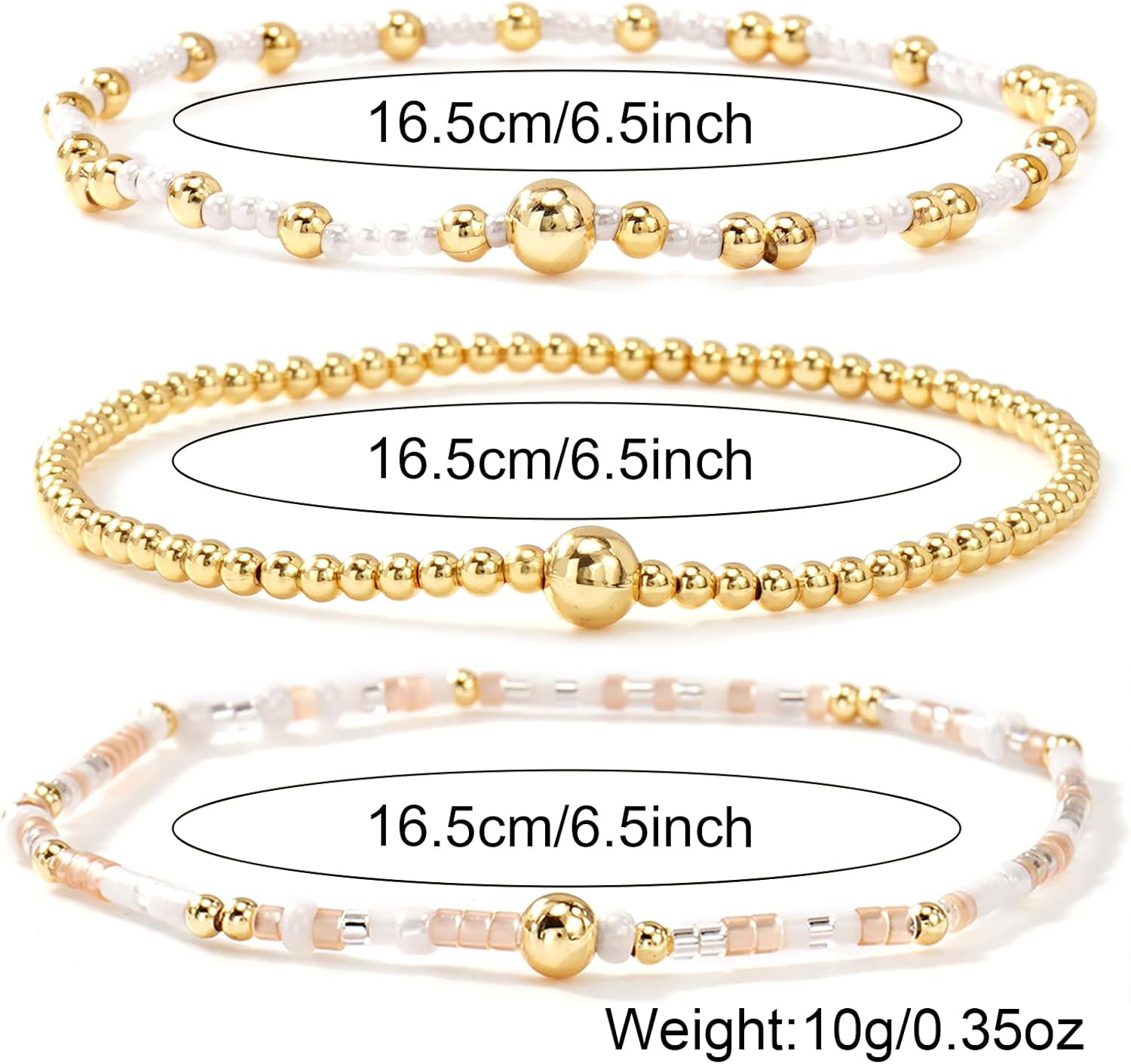 Gold Beaded Bracelet Stack for Women Colorful Small Seed Beads Bracelets Set Boho 14K Gold Plated Ball Stackable Stretch Non-Tarnish Dainty Jewelry Trendy Accessory Friendship Gift - Image 7