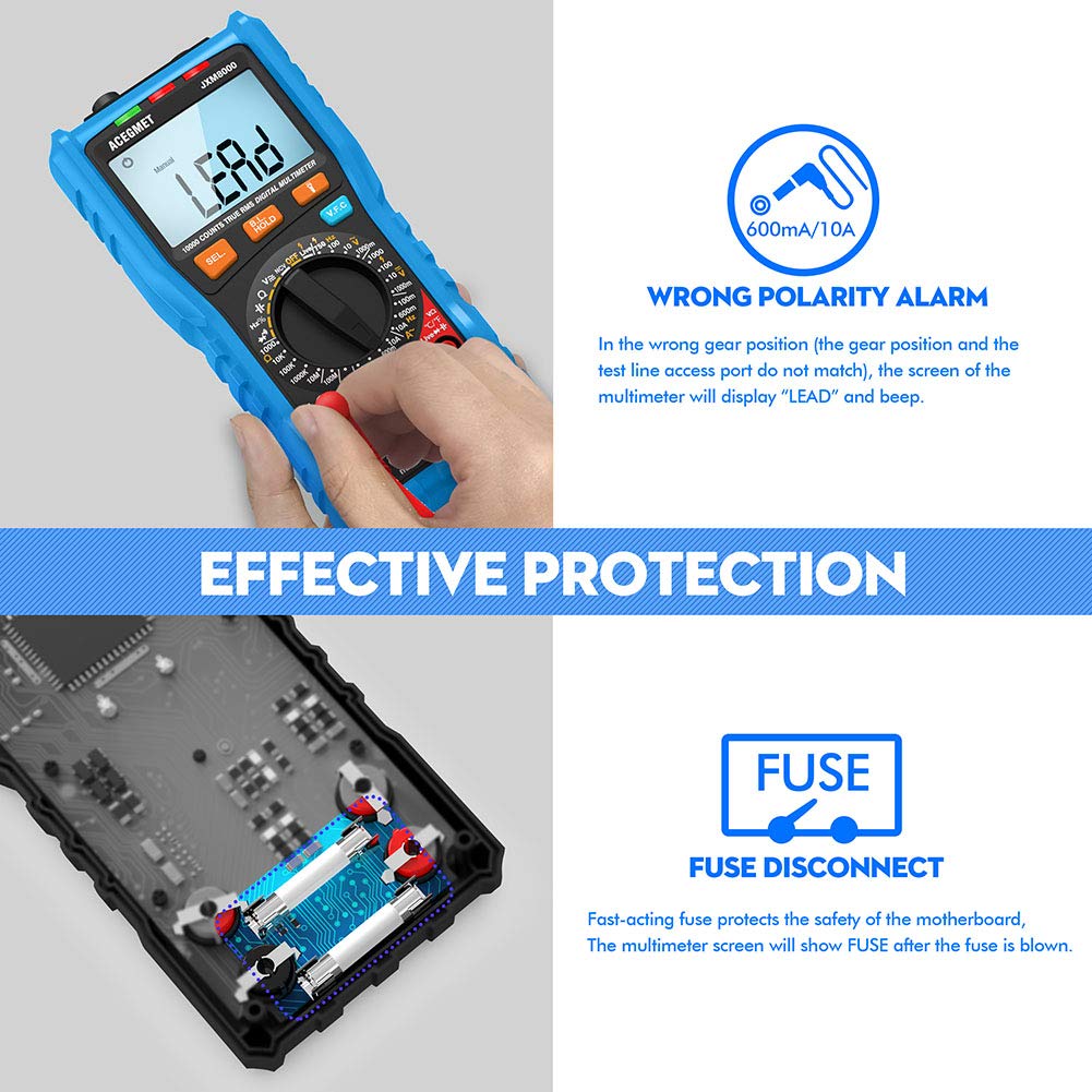 Exсluѕіvе Dіѕсоunt 🔥 Digital Multimeter, TRMS 10000 Counts Multimeter Tester Auto and Manual Ranging, AC/DC Current Volt Meter Measures Resistance, Frequency, Temp with Probe with NCV, Flashlight and LCD Backlit Display