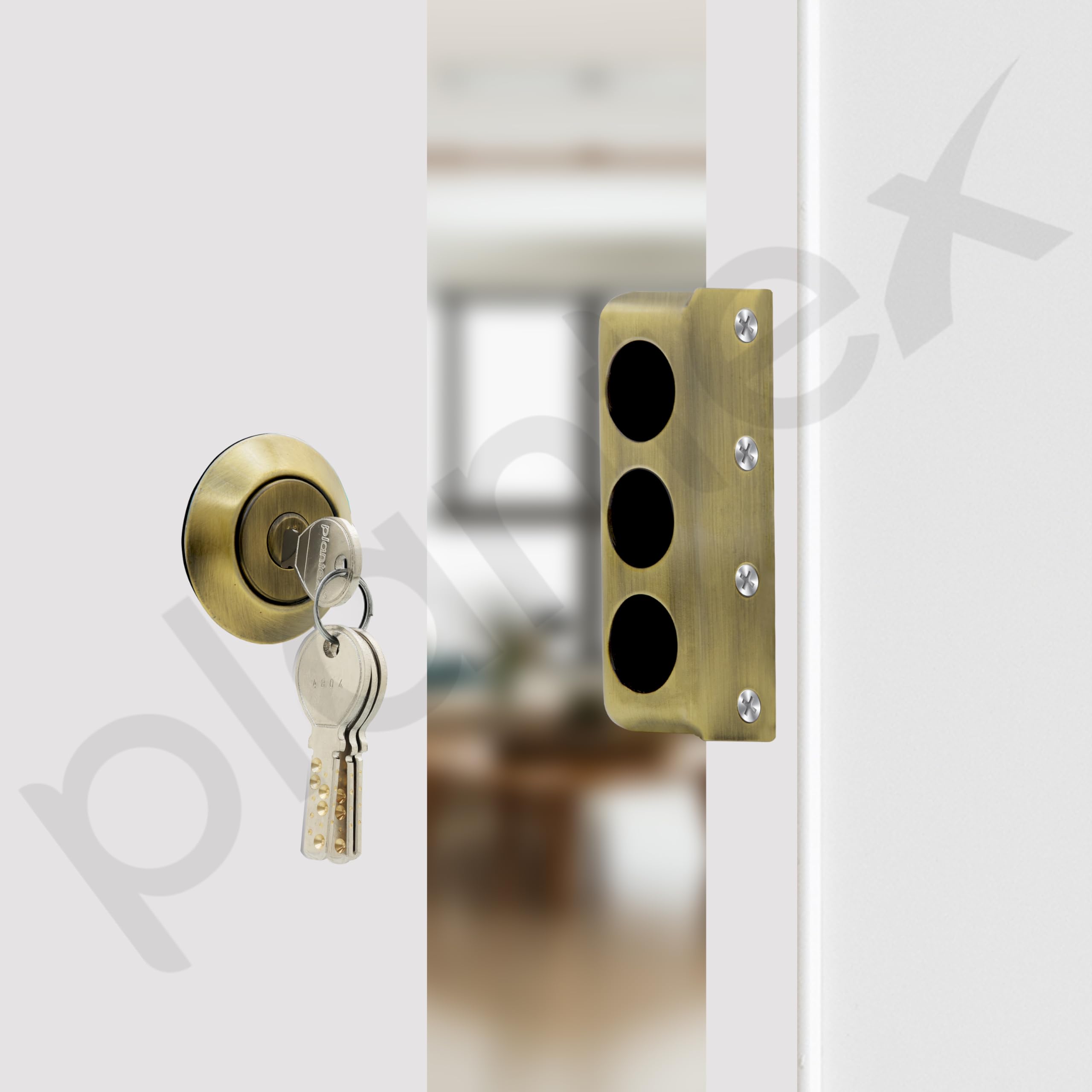 Plantex Tri-Bolt Lock for Main Door/Heavy Duty Door Lock with 4 Keys/Suitable on Single Door for Home/Office/Hotel - Pack of 1 (Brass Antique) — Amazon image 6