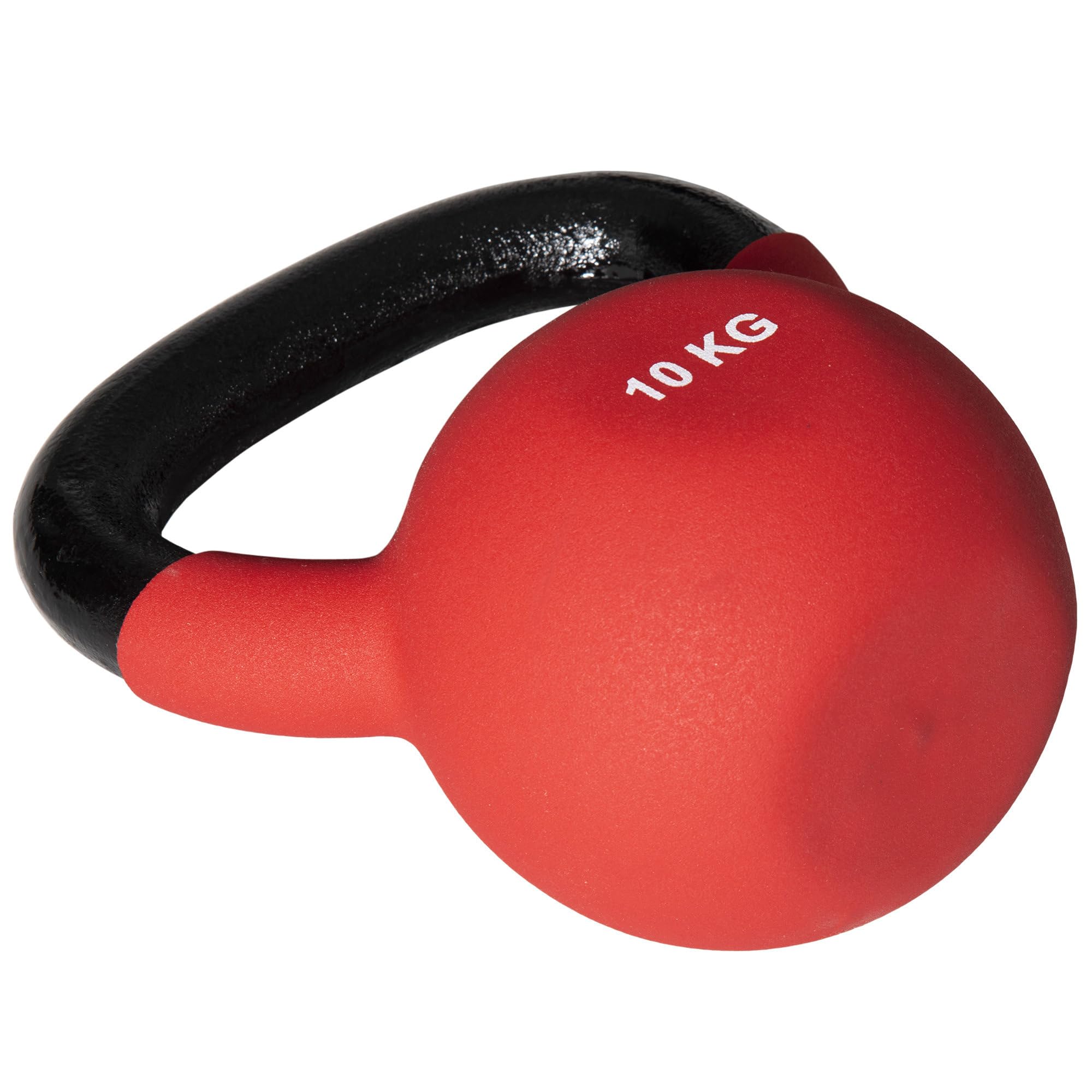HOMCOM Kettlebell 10 kg en Métal, Poids pour Entraînements avec Poignée Antidérapante et Fond Plat, Kettlebell pour Fitness, Musculation à Domicile et au Gym, Rouge et Noir
