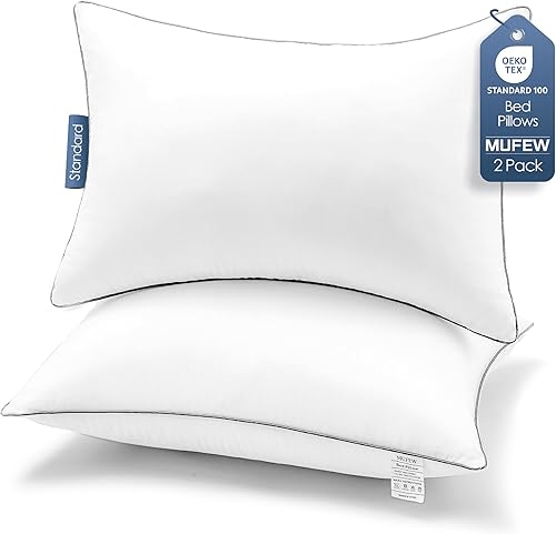 Pillows Standard Size Set of 4, Ultra Thick Down Alternative Bed Pillows,Cooling Hotel Quality Standard Pillow for Back, Stomach or Side Sleepers, Machine Washable(White,4 Pack)