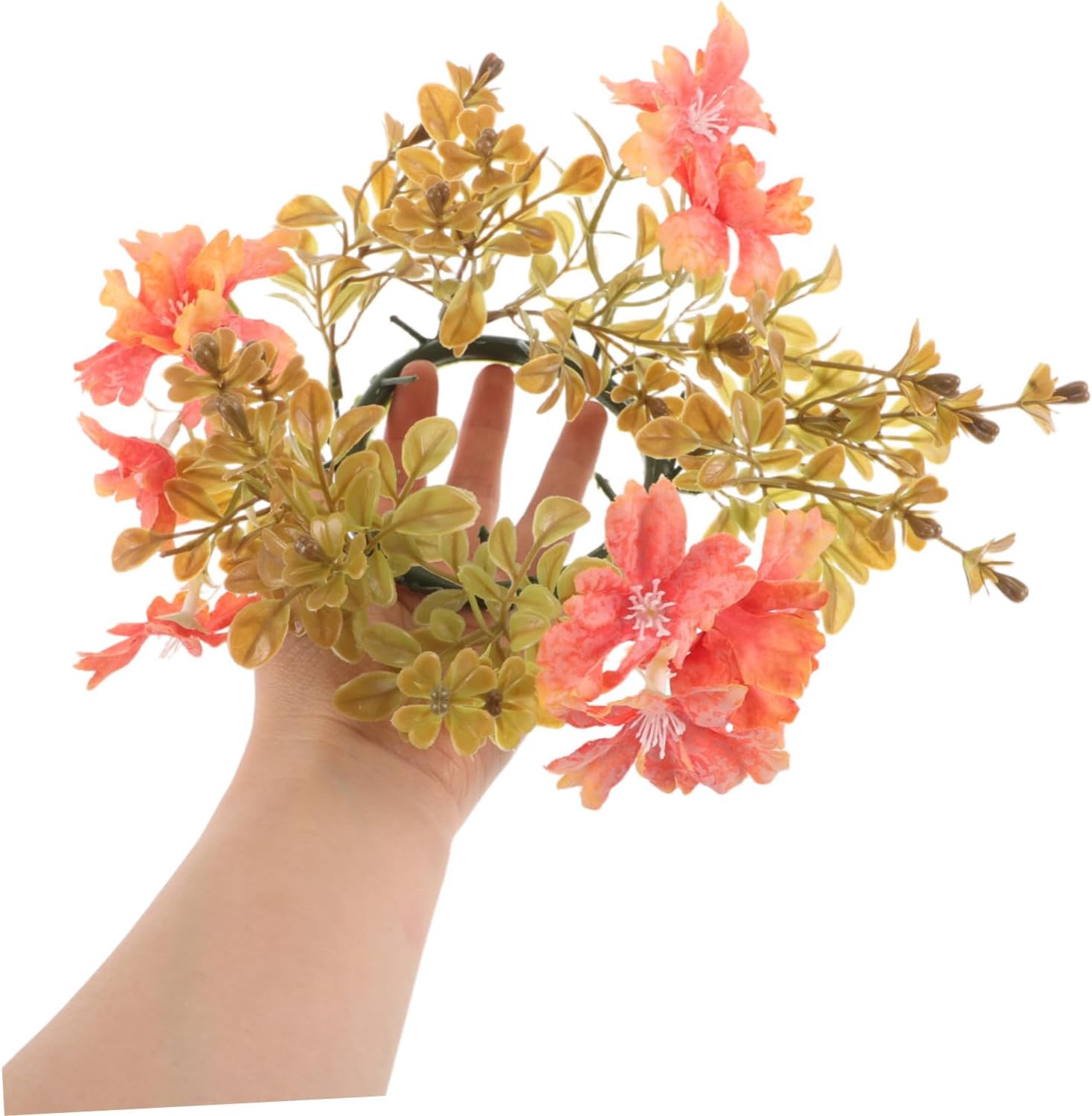 Artificial Flower Candle Ring Wreath for Fall Wedding Decoration Autumn Pillar Candleholder with Realistic Floral Design Tabletop Accent for Thanksgiving Day and Seasonal Parties