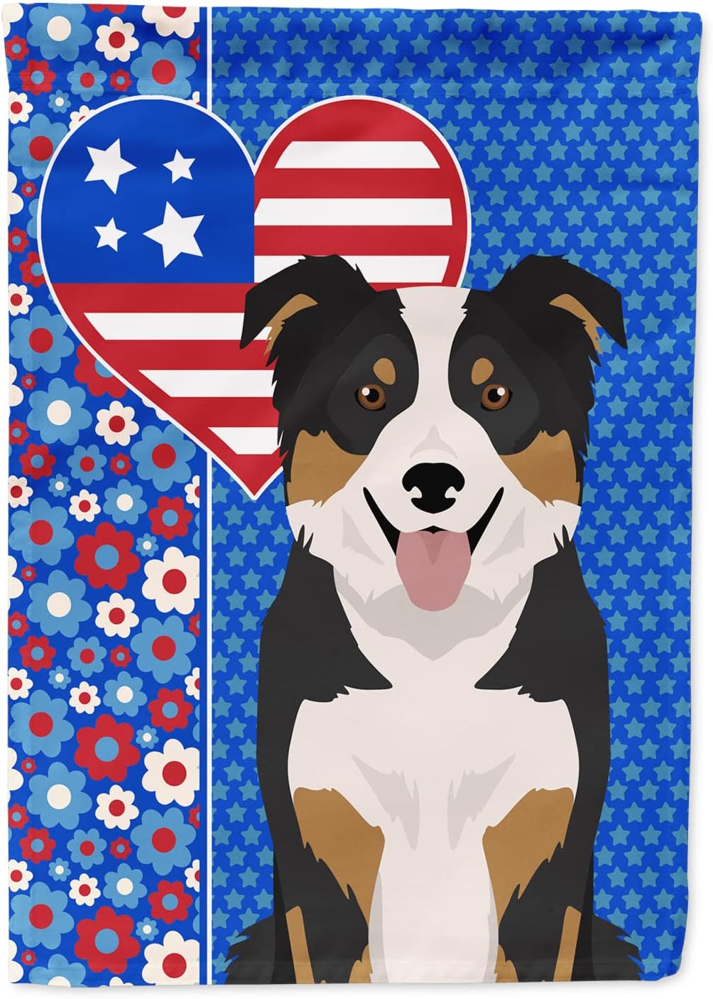Caroline's Treasures WDK5136CHF Tricolor Border Collie USA American House Flag Large Porch Sleeve Pole Decorative Outside Yard Banner Artwork Wall Hanging, Polyester, House Size, Multicolor