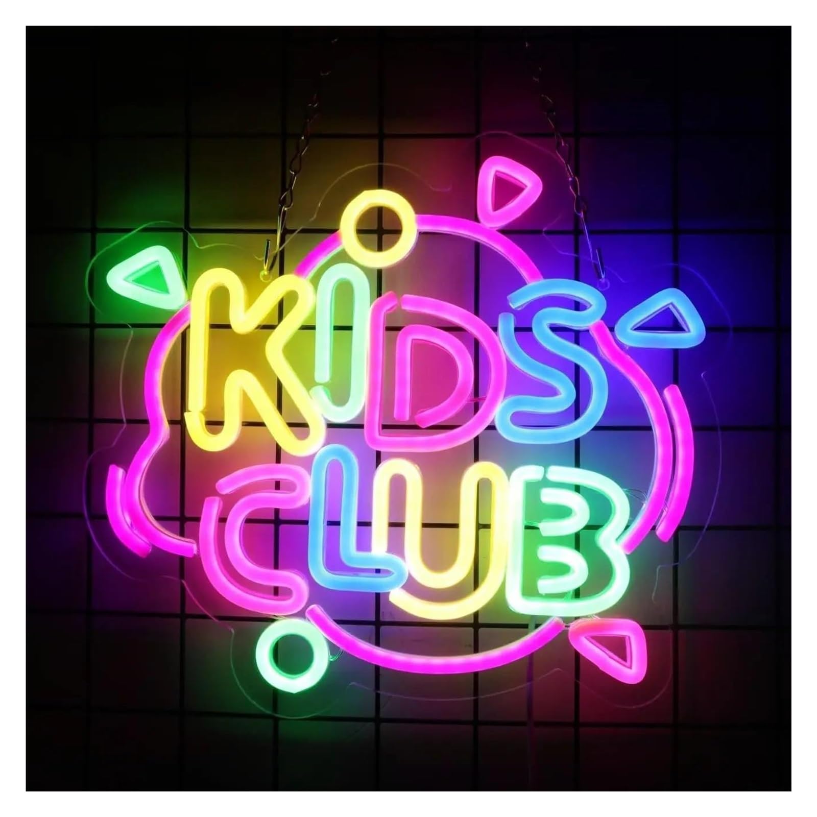 RONGCH Hanging Art Neon Signs Kids Club Neon Sign LED Light Dimmable for Business Kid Bedroom Classroom Playroom Children Room Wall Art Decor 42cmx39cm