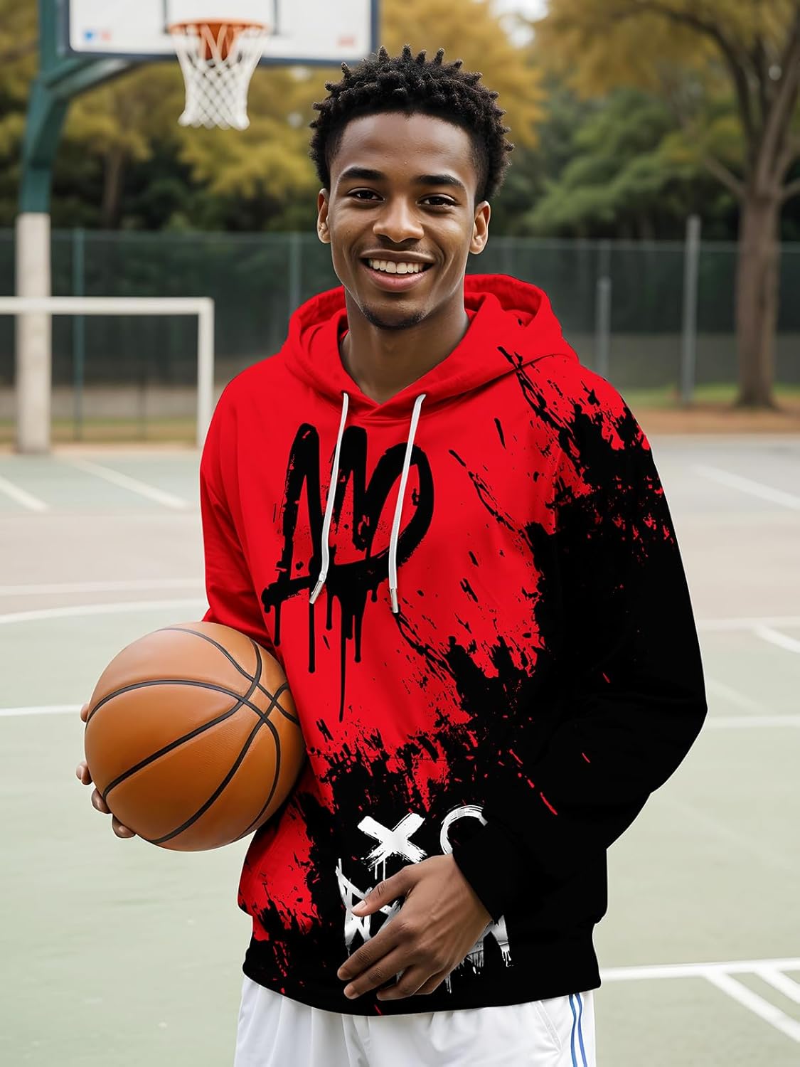 wangstar Graphic Hoodies for Men Sweatshirts Gifts Xmas Rapper Cool Things Novelty Stuff Black Red Pullover Hoodie Adult - Image 3