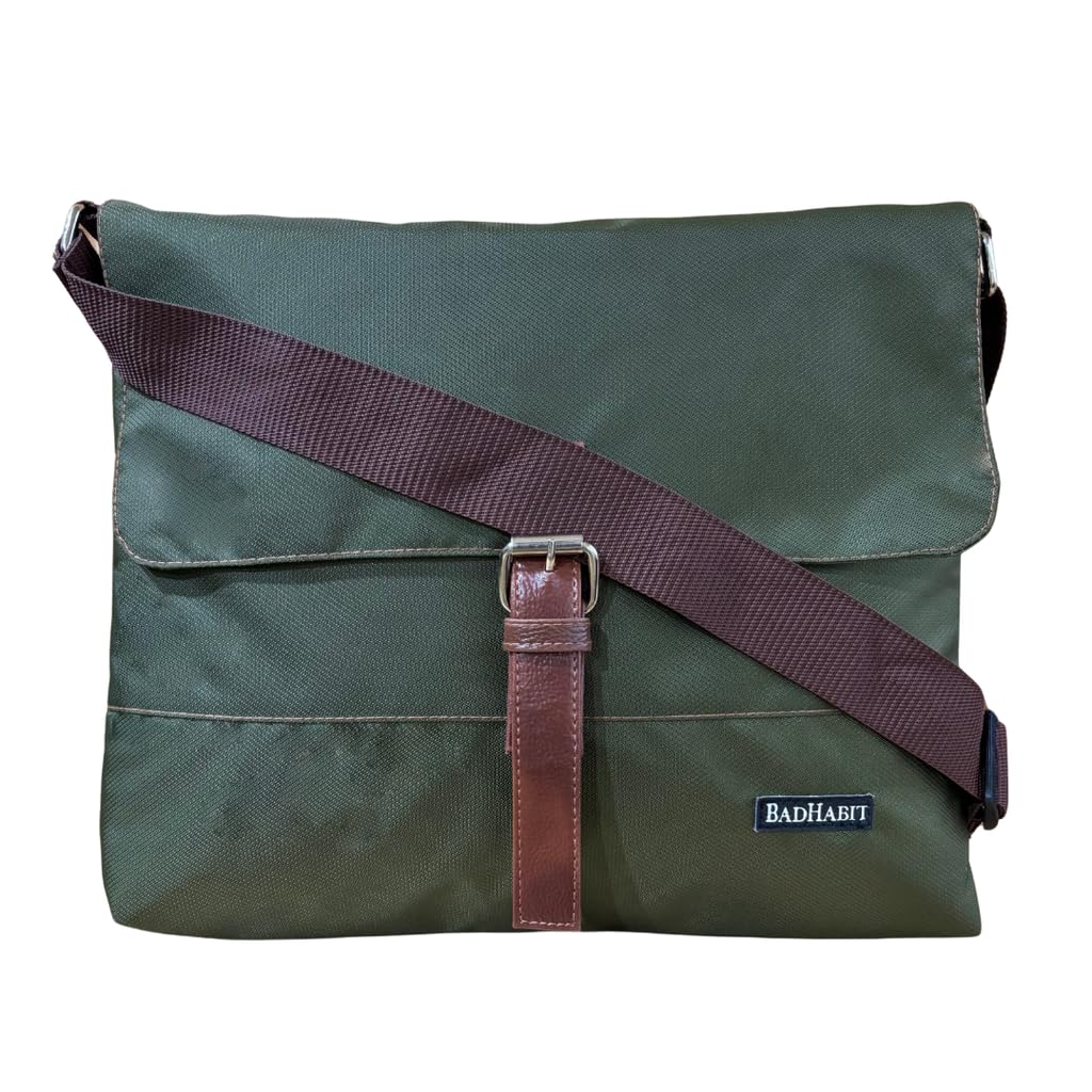 Casual POLYESTER s Sling Cross Body Travel Office Business Satchel Messenger One Side Shoulder Bag for Men & Women - Green-image-33