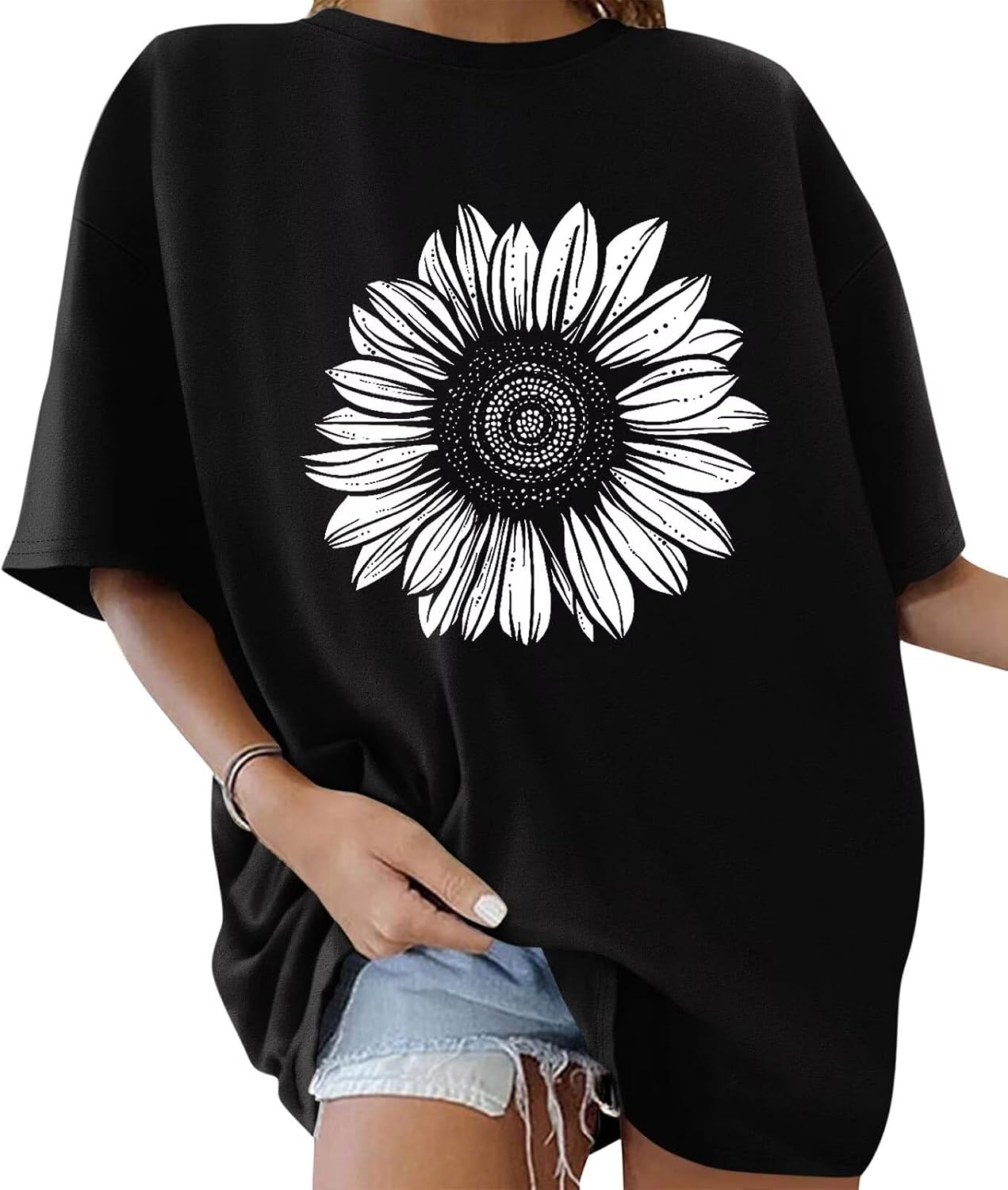 ORANDESIGNE Womens Oversized Cotton T Shirts Graphic Tees Short Sleeve Vintage Tops Casual Summer Clothes 2026