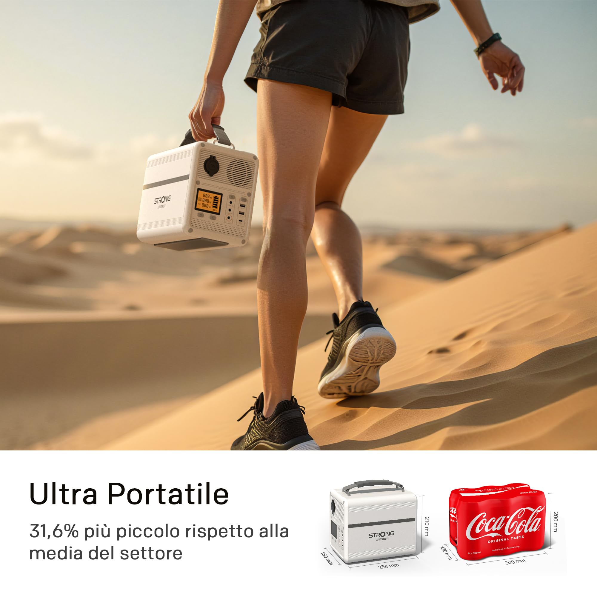 STRONG P500 Stazione Elettrica Portatile, Batteria LFP 460,8Wh, Generatore Solare 500W Peak, Ricarica Solare/DC/Auto, Tecnologia MPPT, Protezione BMS, QC3.0+PD100W per Campeggio, Viaggi ed Emergenze