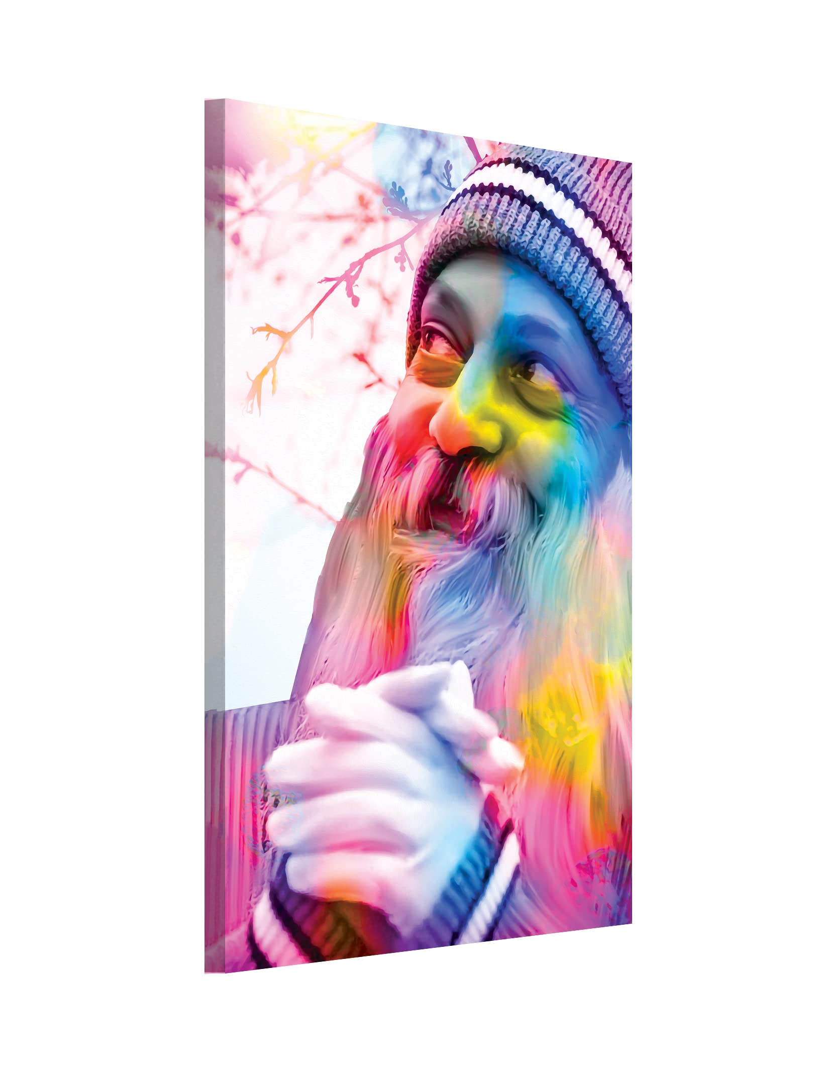 DA MONICA Premium Canvas Print of Osho Paint Art 16"X24" Stretched and Framed in Teakwood 2