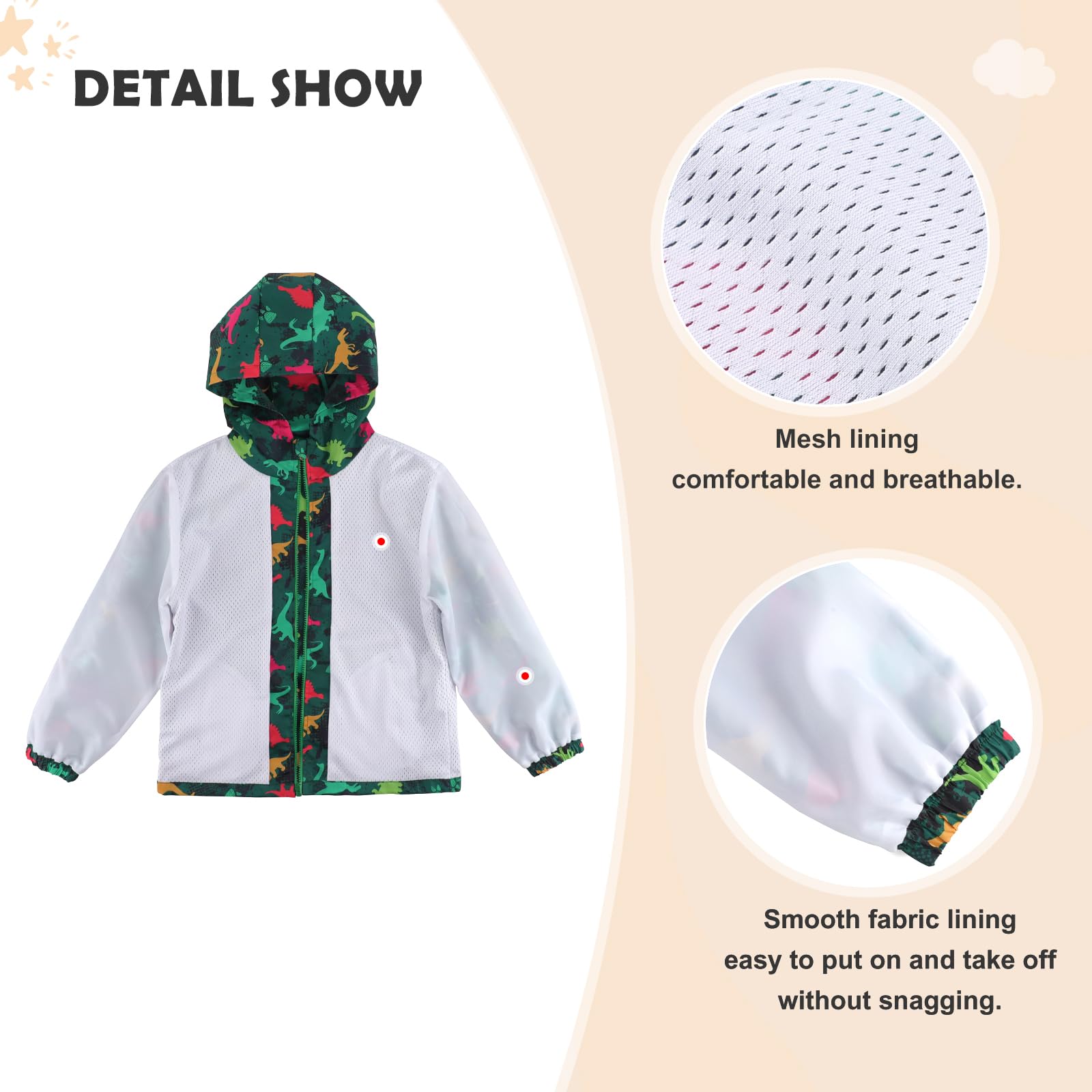 LACOFIA Chaqueta Impermeable para Niños Cazadora Cortavientos Abrigos con Capucha Chubasquero Ligero con Forro para Niños 3~12 años