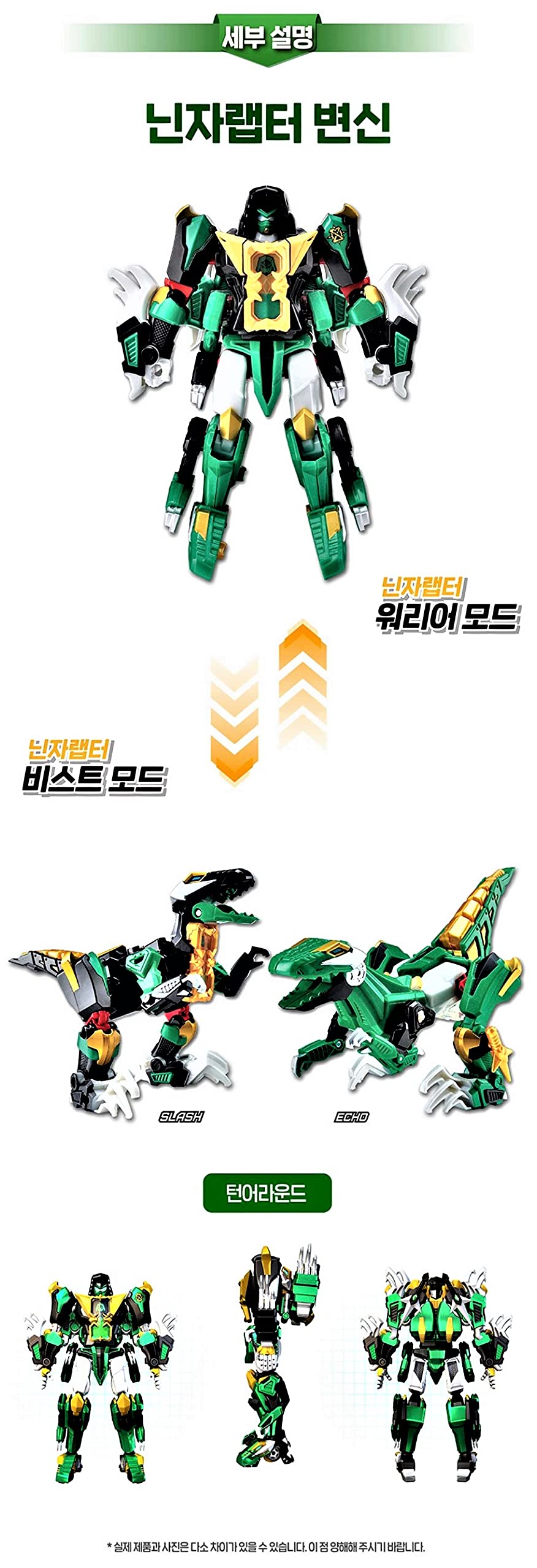 Super 10 REKTOR Ninja Raptor zielony dinozaur transformacja figurka robota